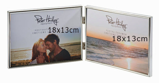 Peter Hadley Emotions twee-luik 18x13 cm. silverplated, portretlijst liggend