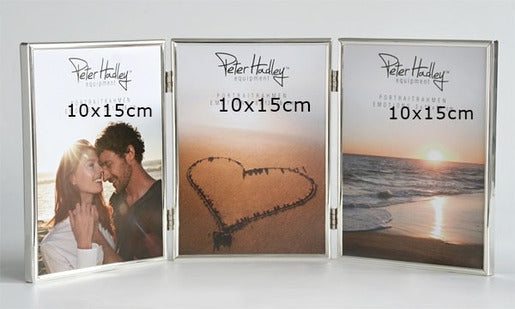 Peter Hadley Emotions drie-luik10x15 cm. silverplated, portretlijst staand
