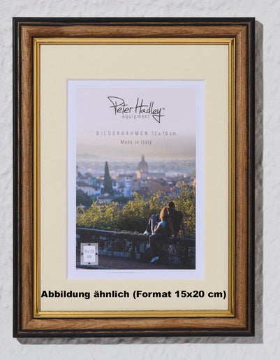 Peter Hadley Ragusa 15x20 cm. bruin-goud. met passepartout, houten fotolijst