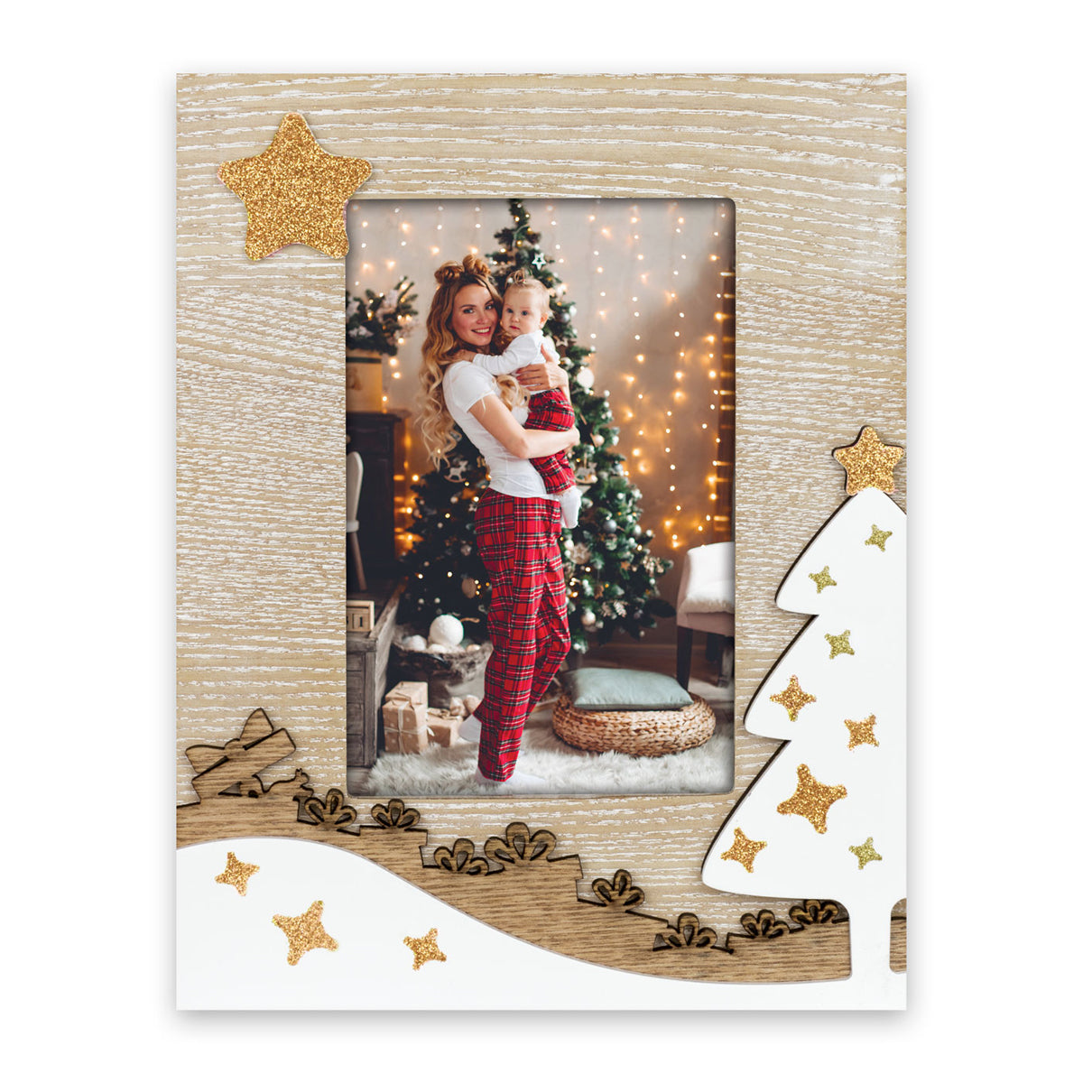 ZEP Sestriere houten kerstfotolijst – Wit / Bruin – 1