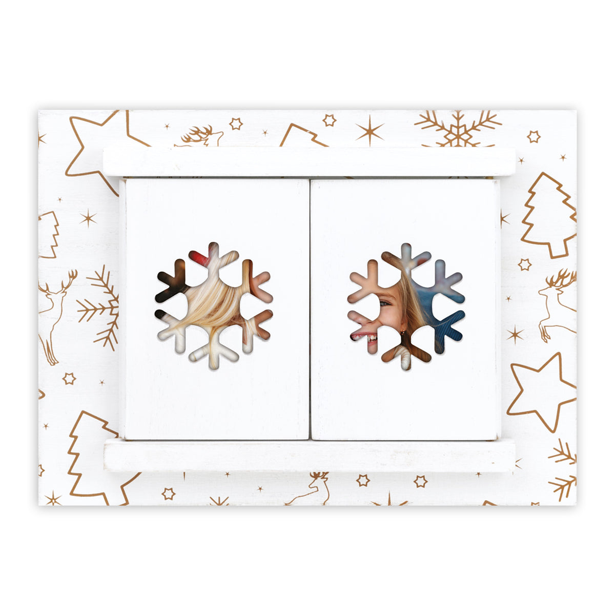 ZEP Valtellina houten kerstfotolijst met luikjes – Wit / Goud – 2