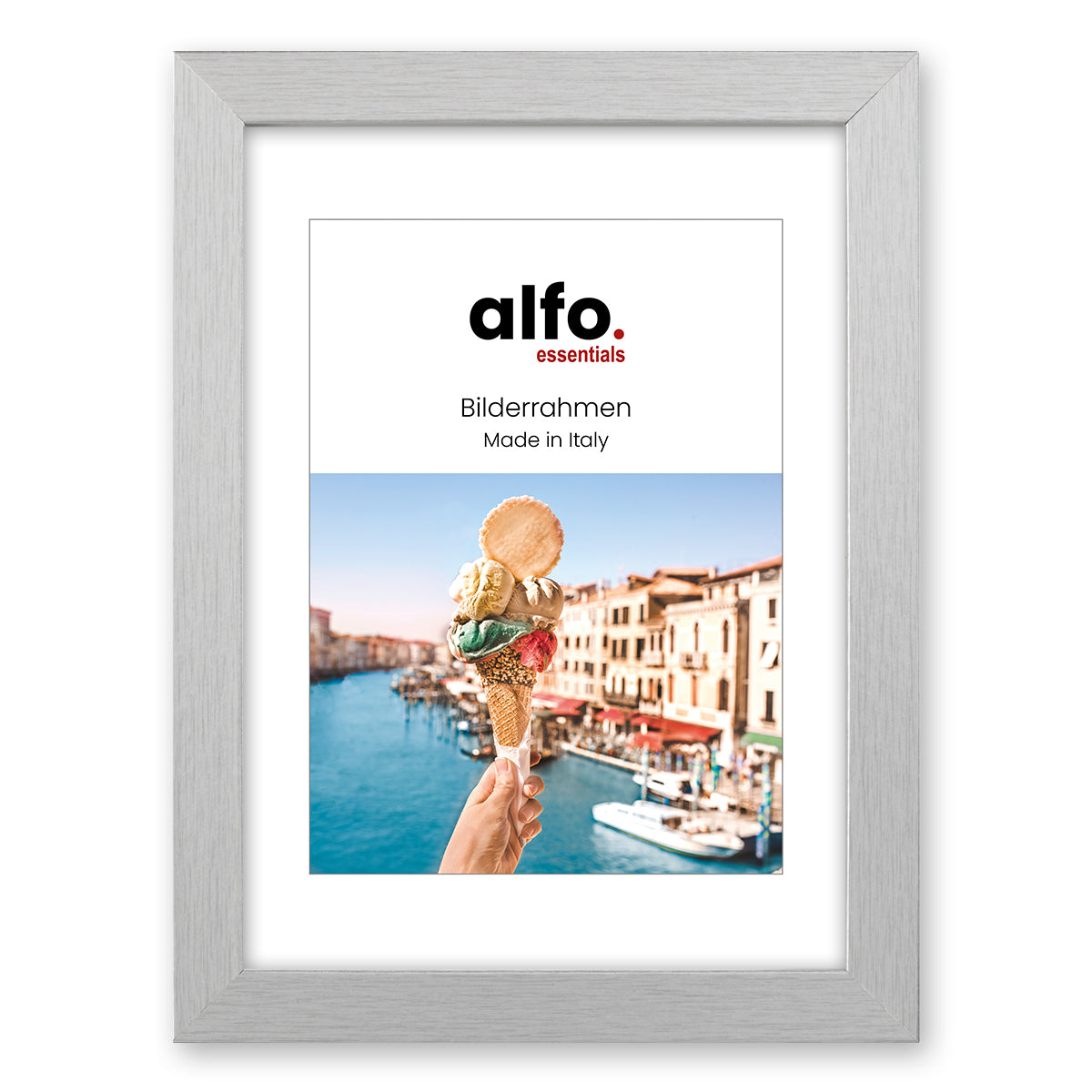 alfo. Andria 30x40 cm zilver, met 20x28/ 20x30 cm passe-partout (koelwit), MDF-fotolijst