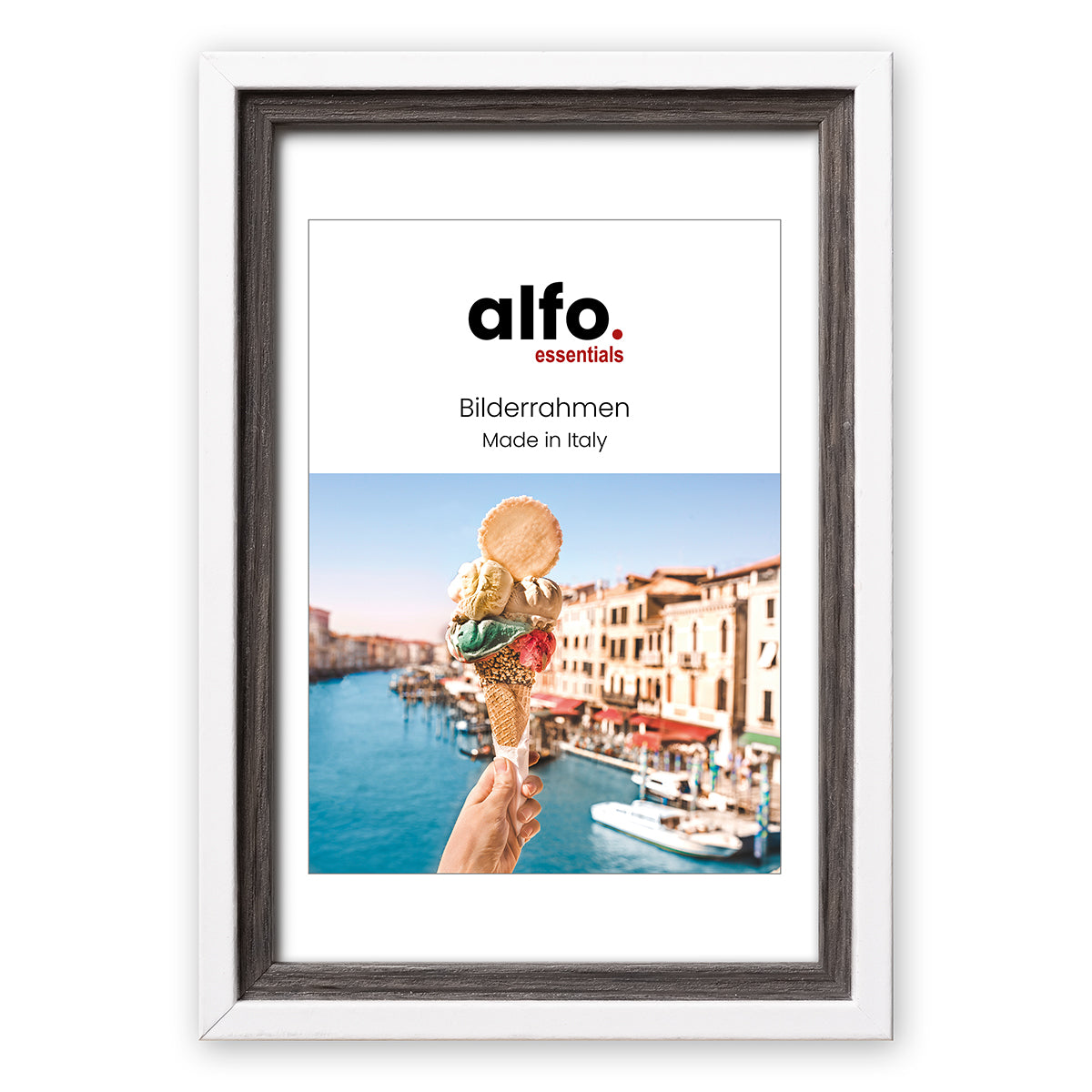 alfo. Neapel 13x18 cm wit-antraciet, houten fotolijst