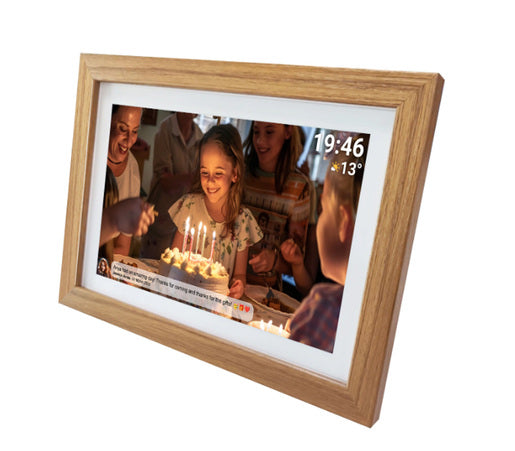 Denver PFF-1543 Frameo digitale fotolijst 15,6 inch – Licht hout – 3