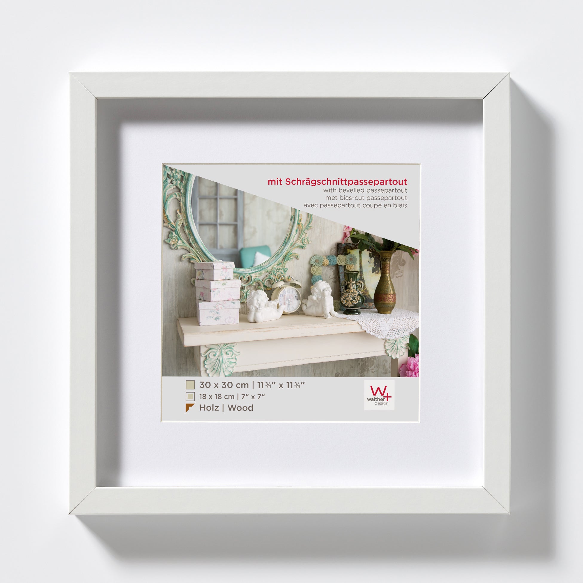 Stockholm 3D houten fotolijst 30x30 wit