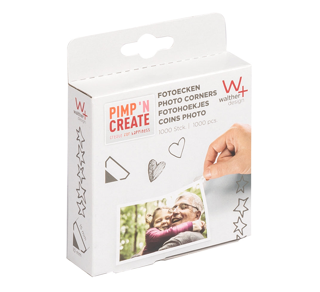 photo corners, 1000 pieces, 15 P. tray