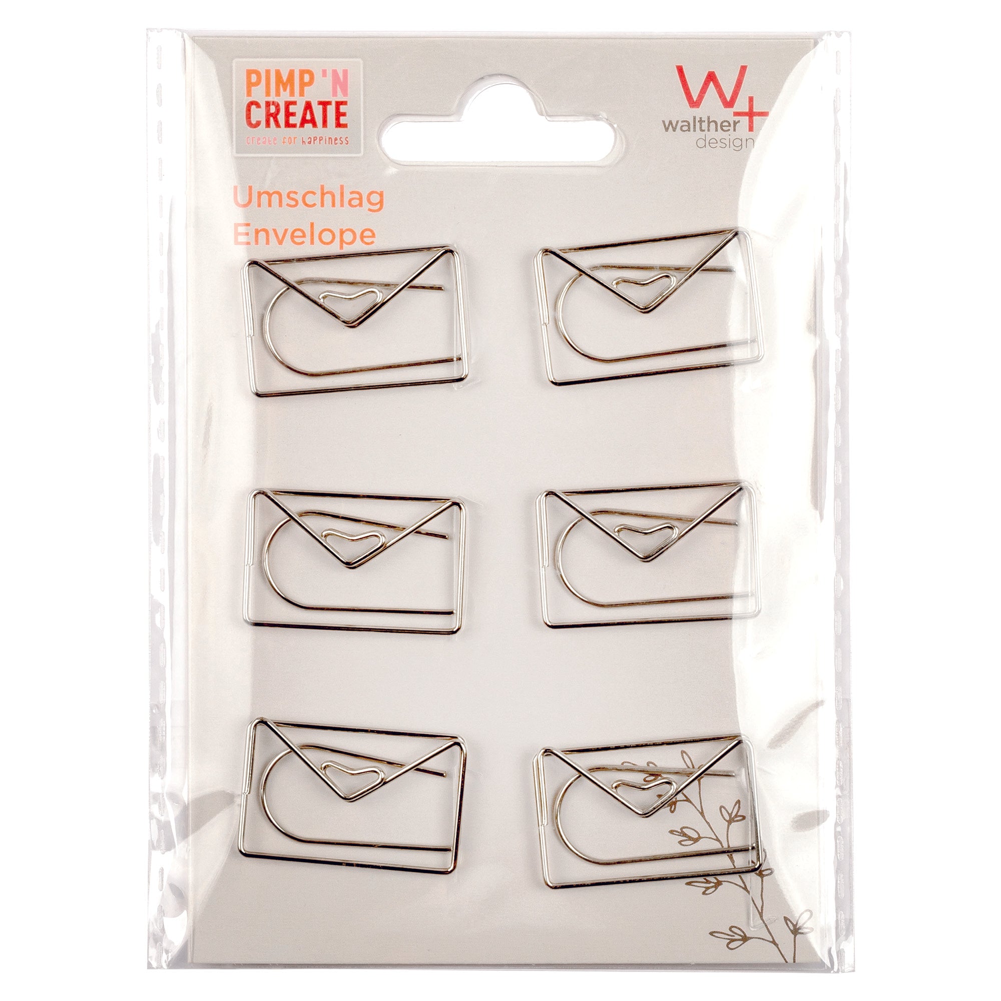 metal-paper clips, PAC, design envelope, silver