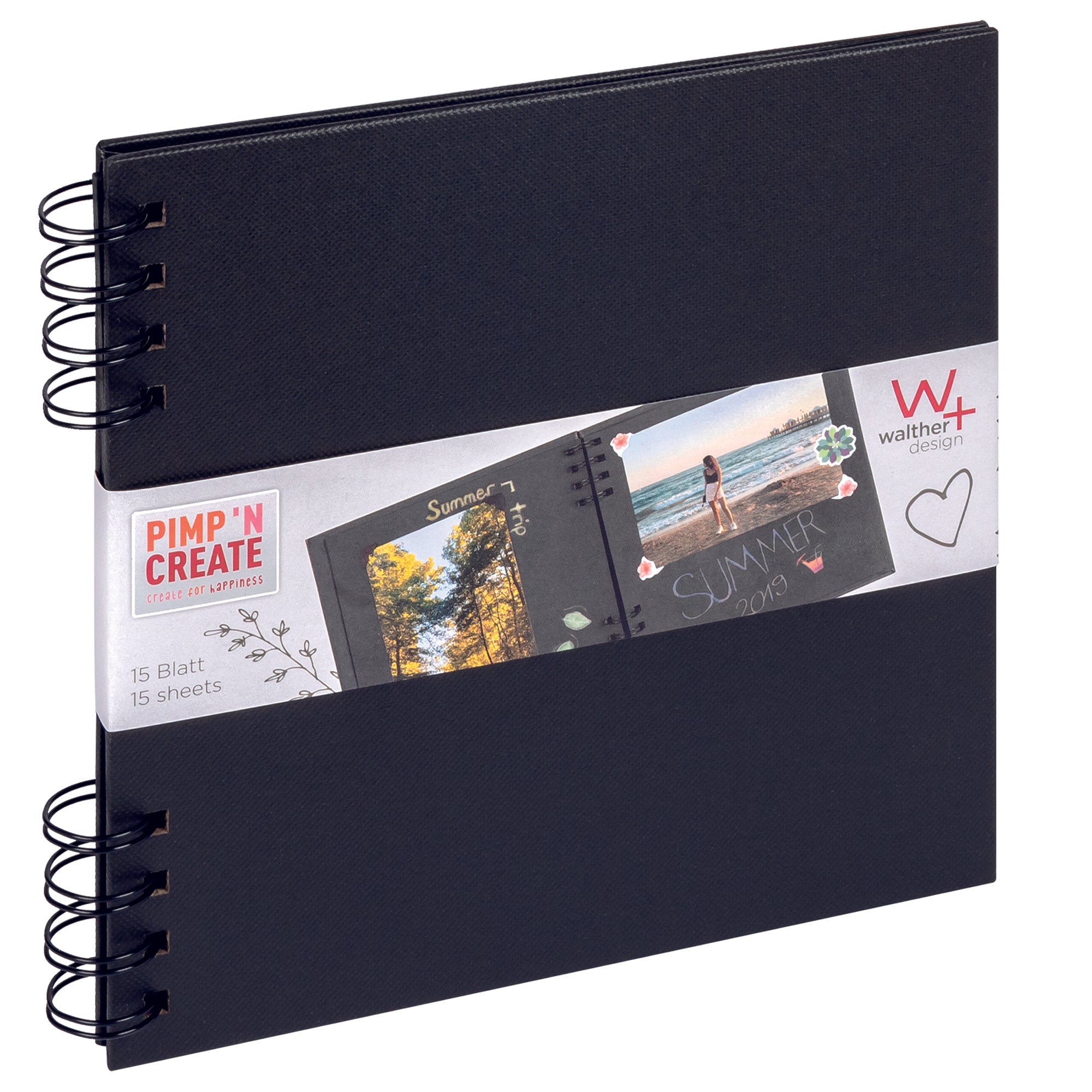 spiral bound album PAC, 19x19 cm, black