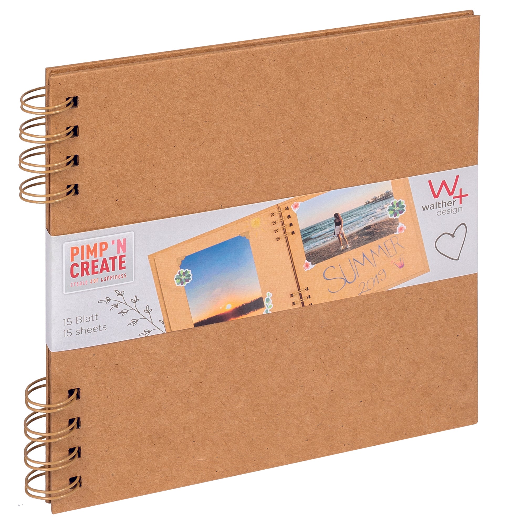 spiral bound album PAC, 19x19 cm, brown