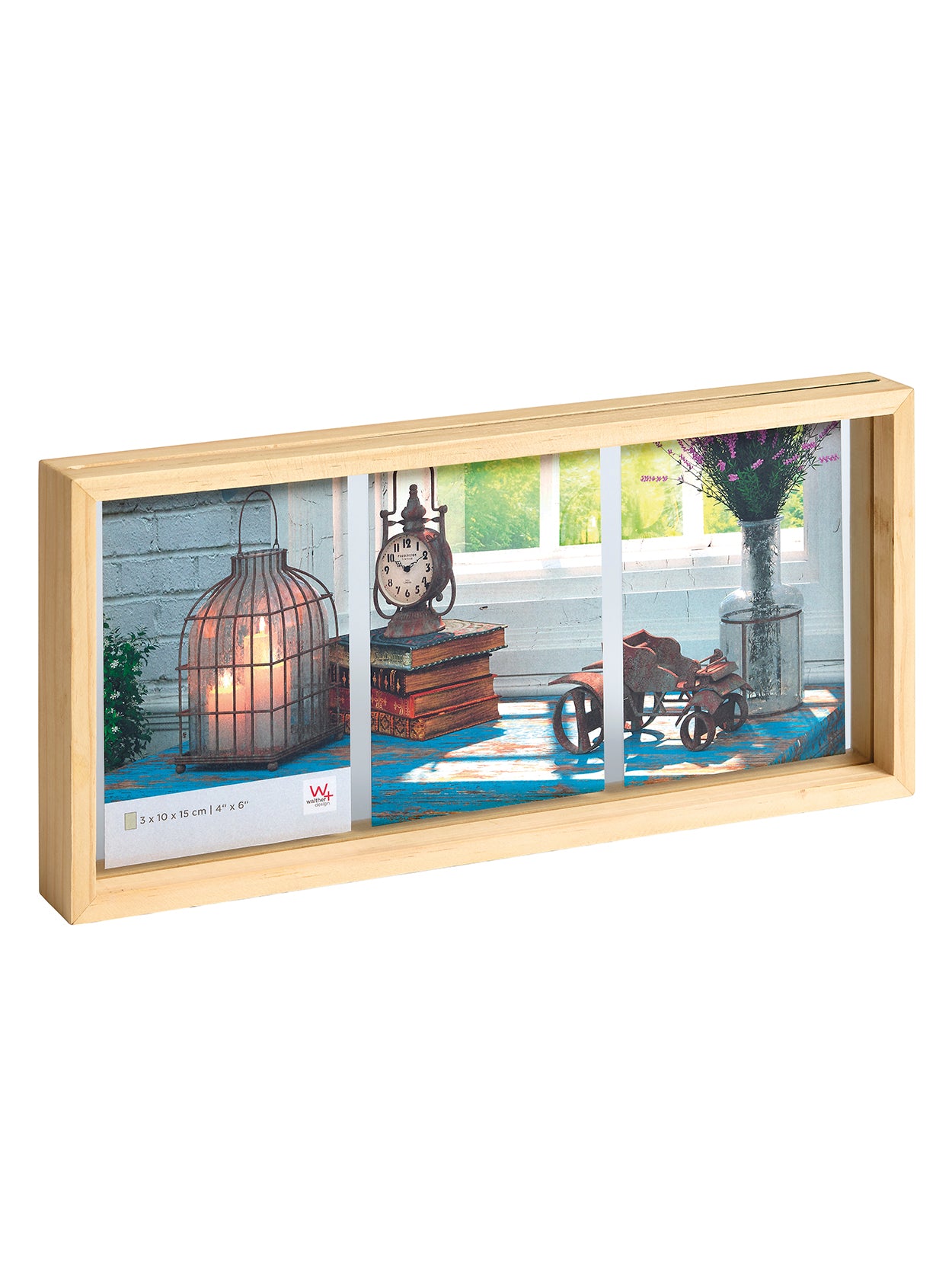 Rustic gallery frame, 3 X 10x15 cm, nature