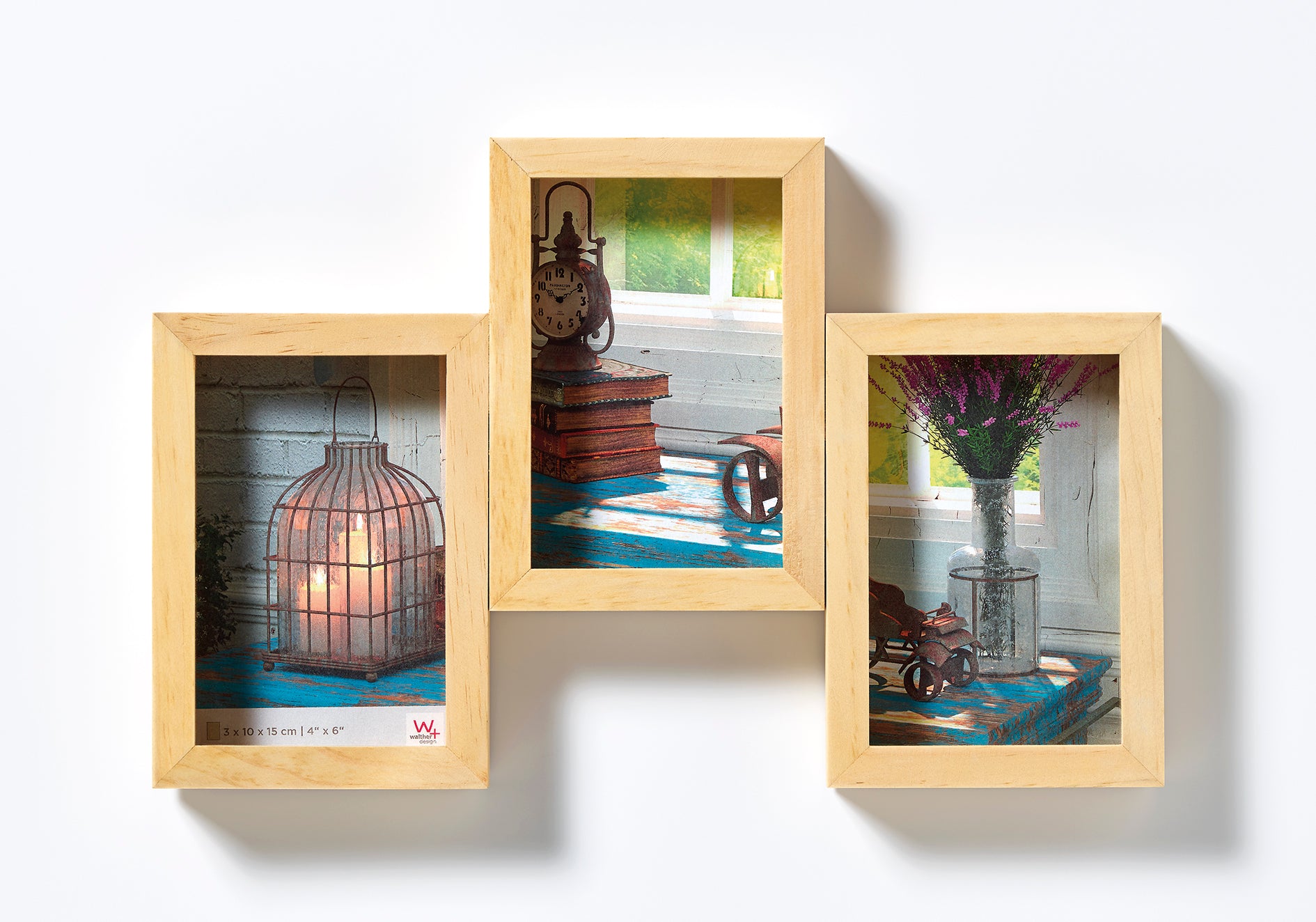 Rustic gallery frame, 3 X 10x15 cm, nature