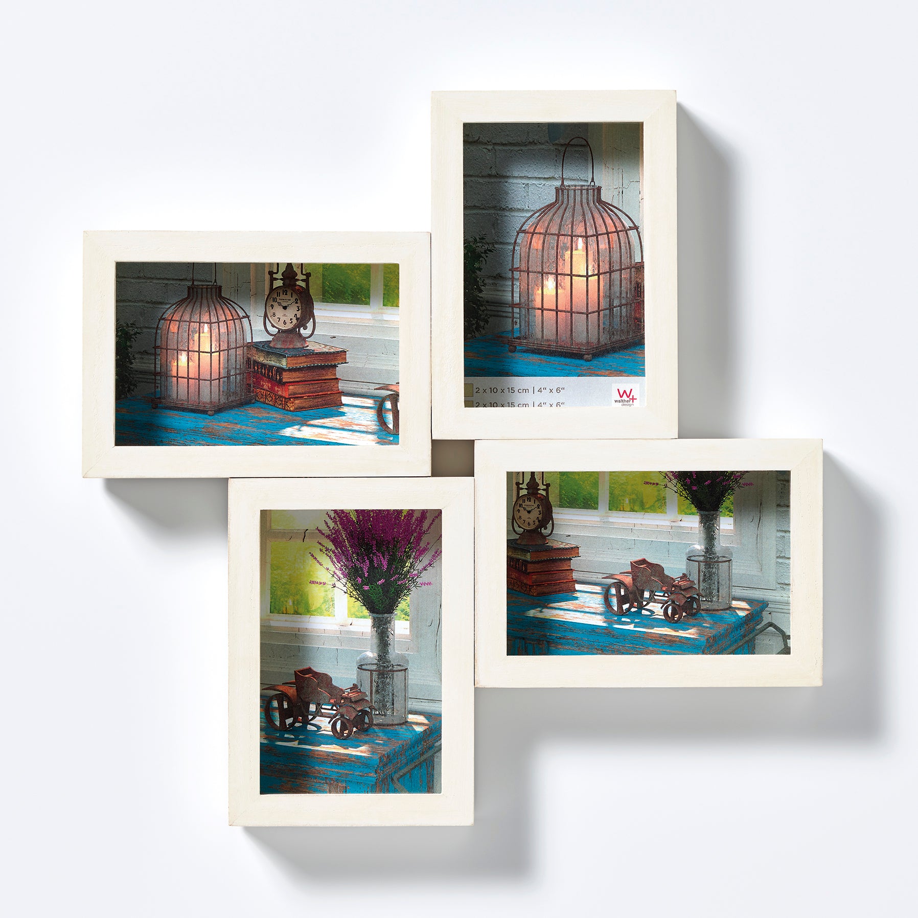 Rustic gallery frame, 4 X 10x15 cm, white