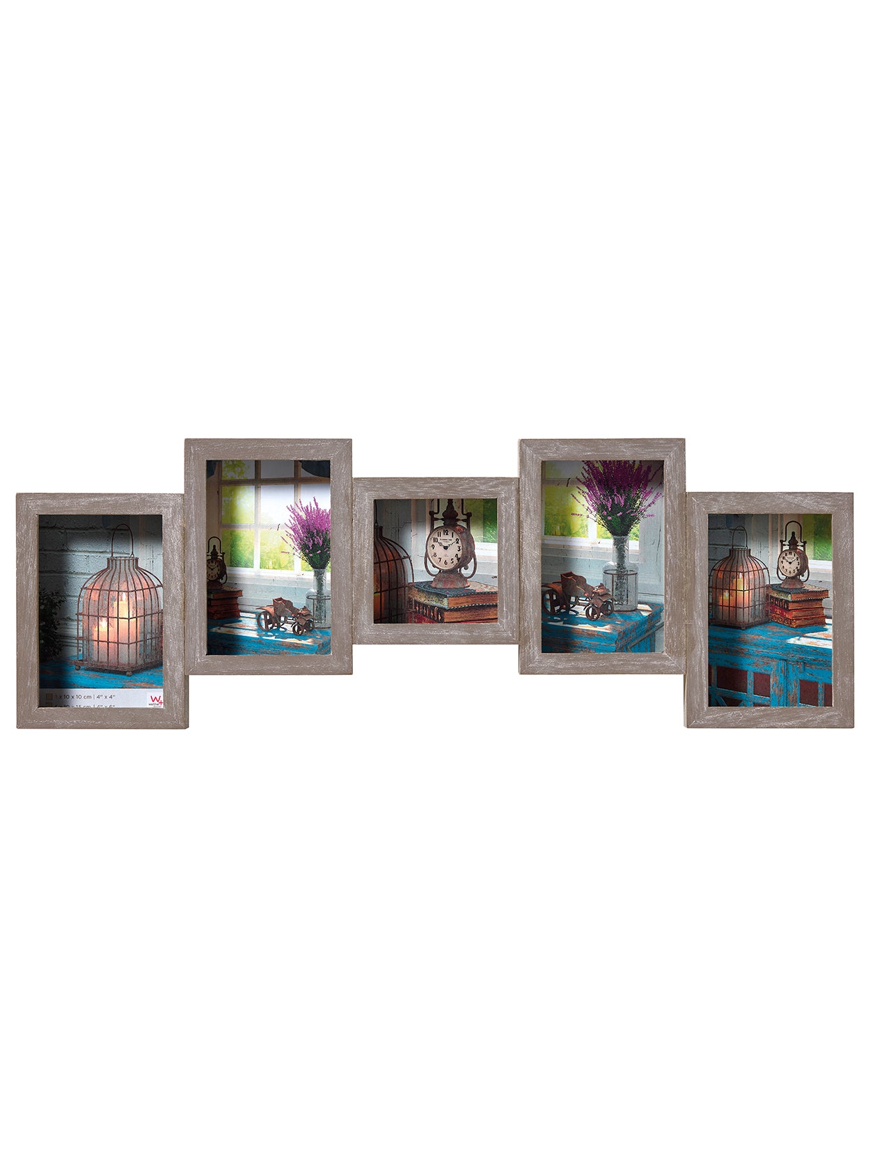 Rustic gallery frame, 4X10x15 + 1X10x10 cm, grey
