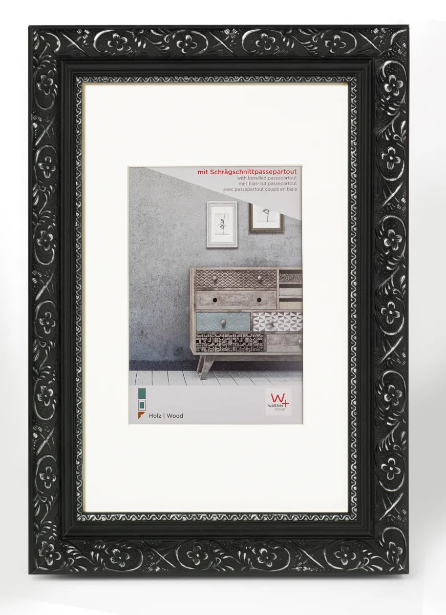 Barock portretlijst 20x30 zwart