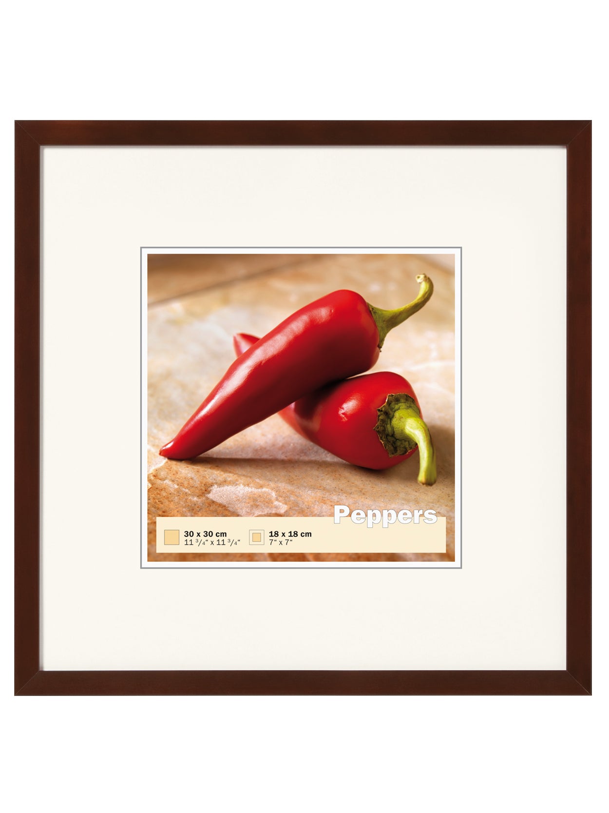 Peppers houten-lijst 30x30 walnoot