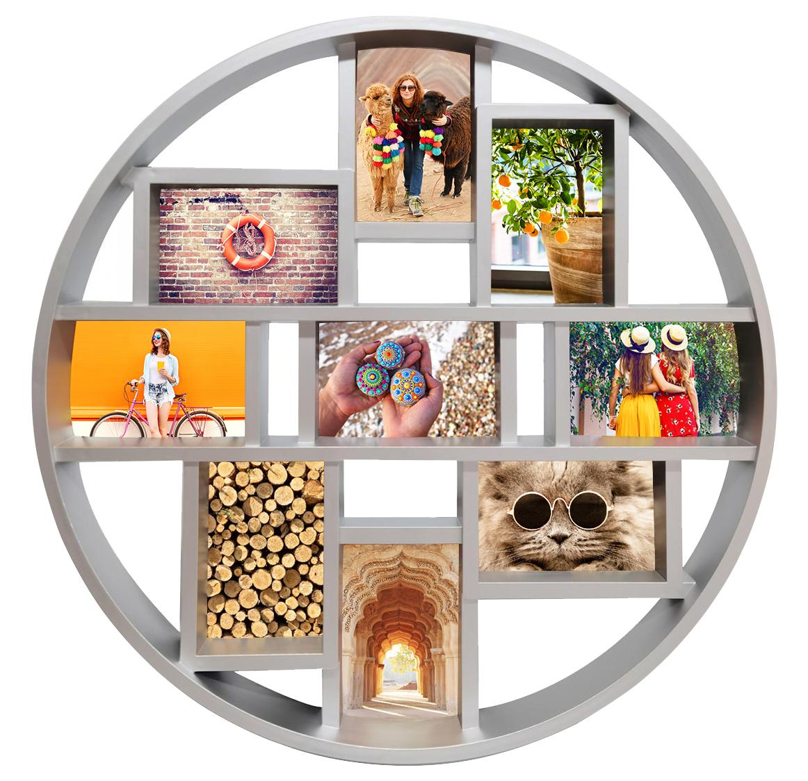 Fotolijst - Henzo - Discus Gallery - Collagelijst voor 9 foto's - Fotomaat 10x15 cm - Zilver