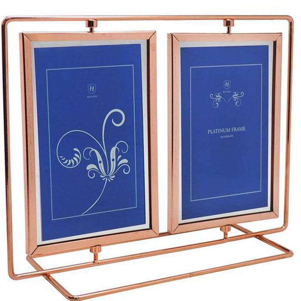 Fotolijst - Henzo - Platinum Double Swing - Collagelijst voor 2 foto's - Fotomaat 10x15 cm - Koper