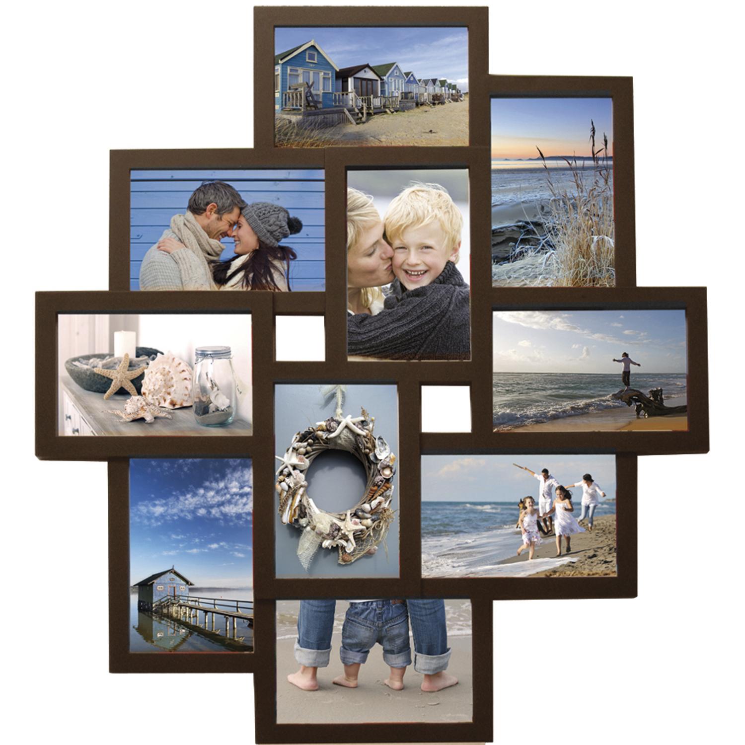 Fotolijst - Henzo - Holiday Gallery - Collagelijst voor 10 foto's - Fotomaat 10x15 cm - Donkerbruin