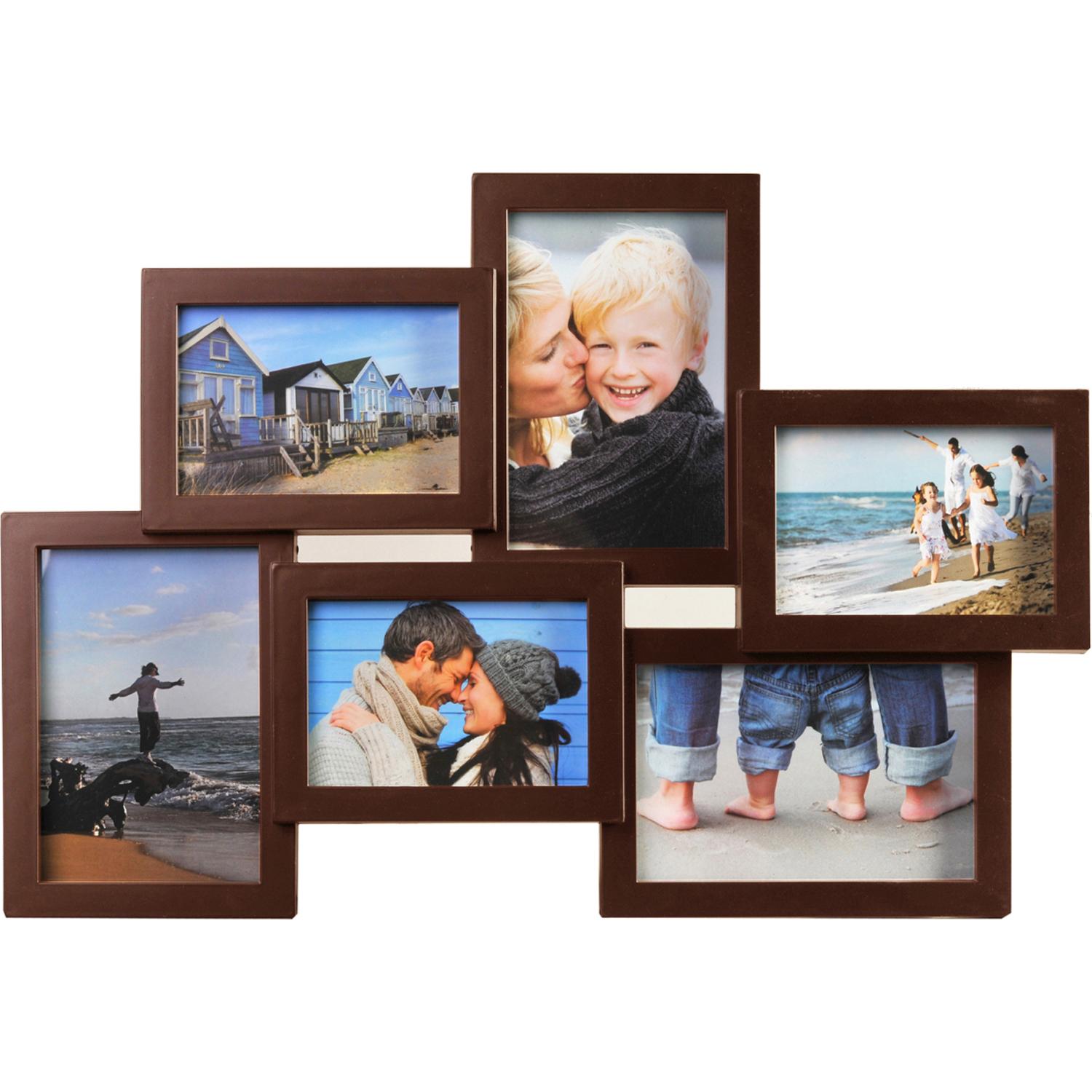Fotolijst - Henzo - Holiday Gallery - Collagelijst voor 6 foto's - Fotomaat 10x15 cm - Donkerbruin