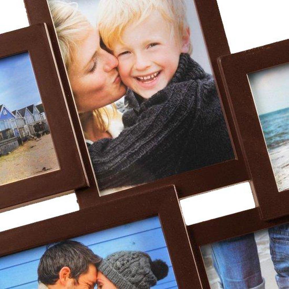 Fotolijst - Henzo - Holiday Gallery - Collagelijst voor 6 foto's - Fotomaat 10x15 cm - Donkerbruin