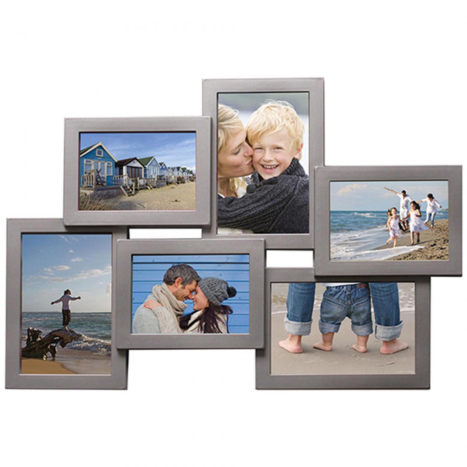 Fotolijst - Henzo - Holiday Gallery - Collagelijst voor 6 foto's - Fotomaat 10x15 cm - Zilver