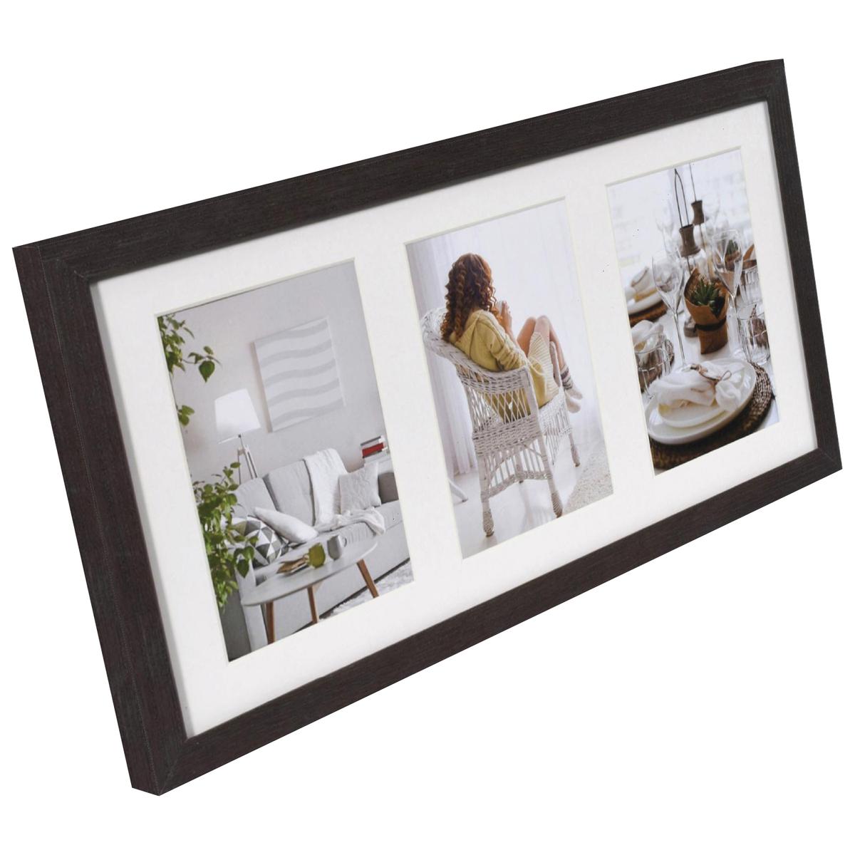 Fotolijst - Henzo - Modern Gallery - Collagelijst voor 3 foto's - Fotomaat 13x18 cm - Donkerbruin