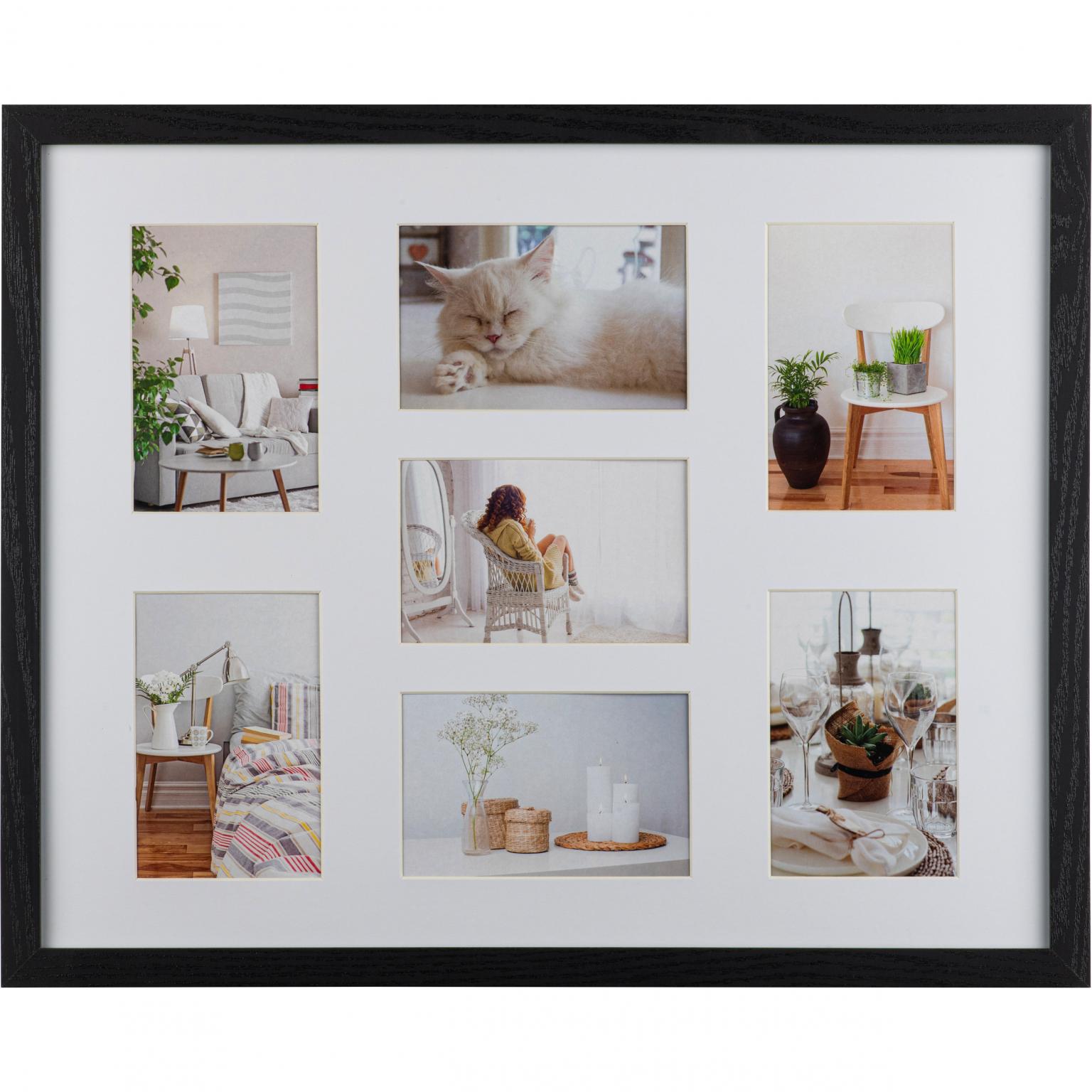 Fotolijst - Henzo - Modern Gallery - Collagelijst voor 7 foto's - Fotomaat 10x15 cm - Zwart