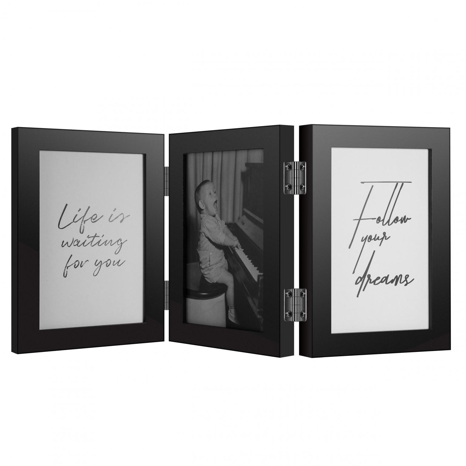 Fotolijst - Henzo - Piano Triple Swing Portrait - Collagelijst voor 3 foto's - Fotomaat 10x15 cm - Zwart