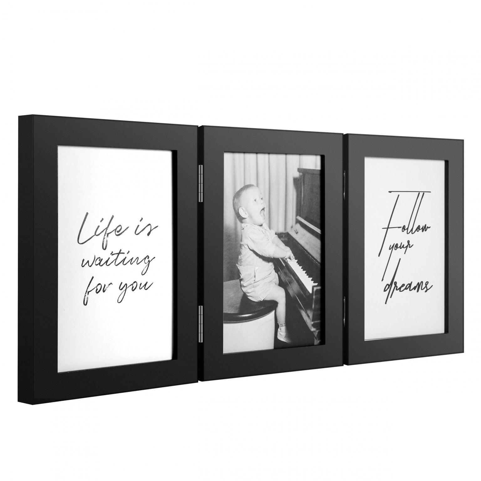 Fotolijst - Henzo - Piano Triple Swing Portrait - Collagelijst voor 3 foto's - Fotomaat 10x15 cm - Zwart