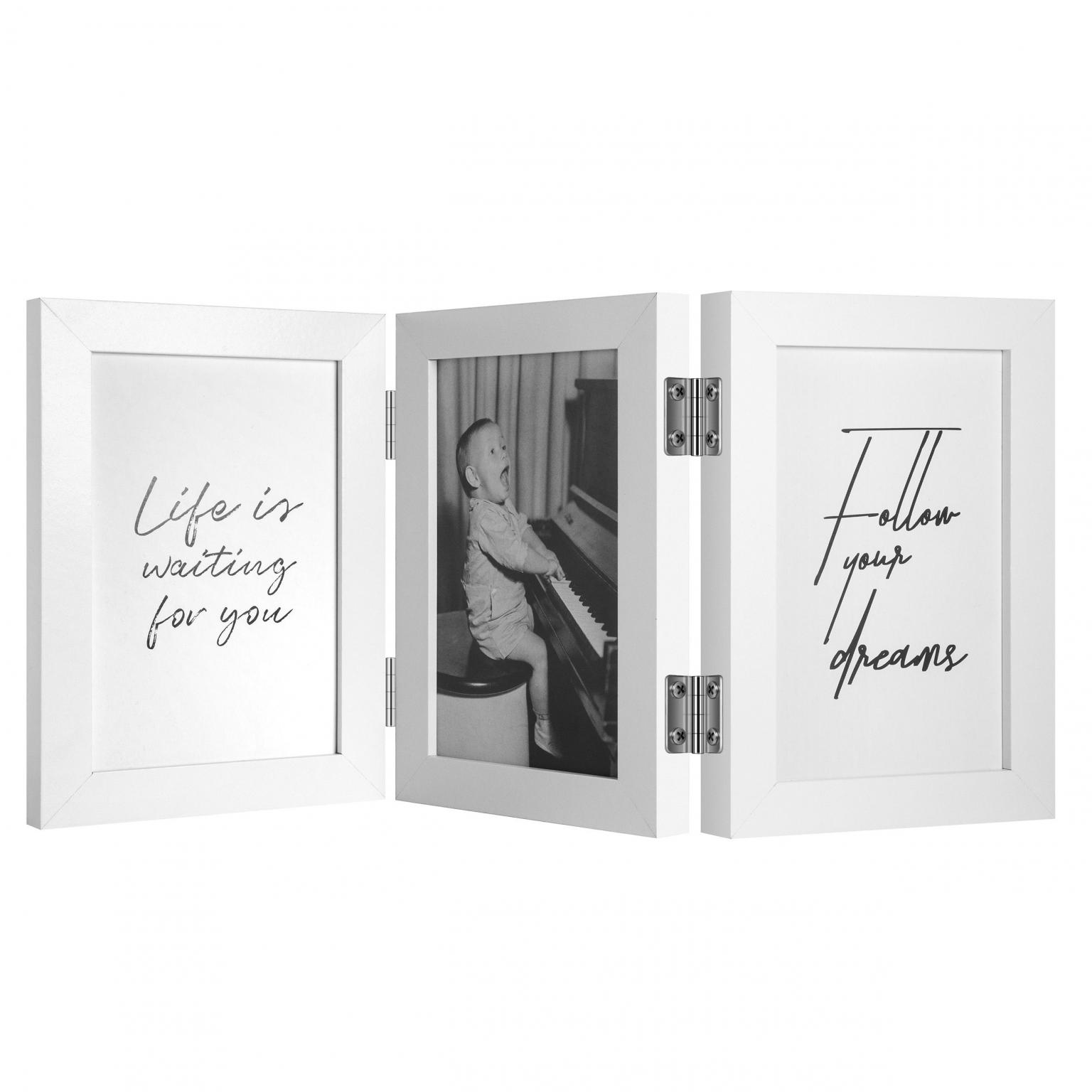 Fotolijst - Henzo - Piano Triple Swing Portrait - Collagelijst voor 3 foto's - Fotomaat 10x15 cm - Wit