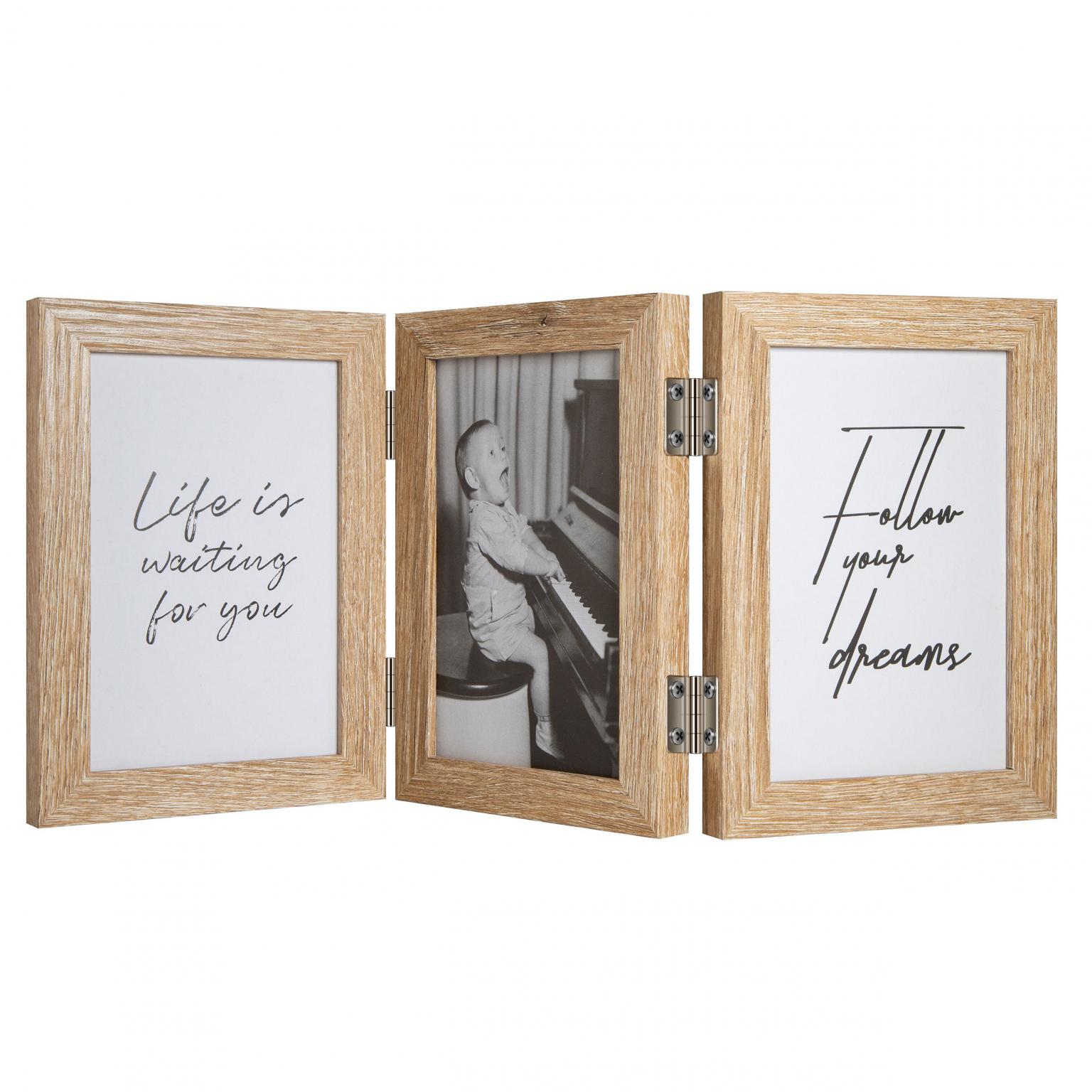 Fotolijst - Henzo - Piano Triple Swing Portrait - Collagelijst voor 3 foto's - Fotomaat 13x18 cm - Naturel