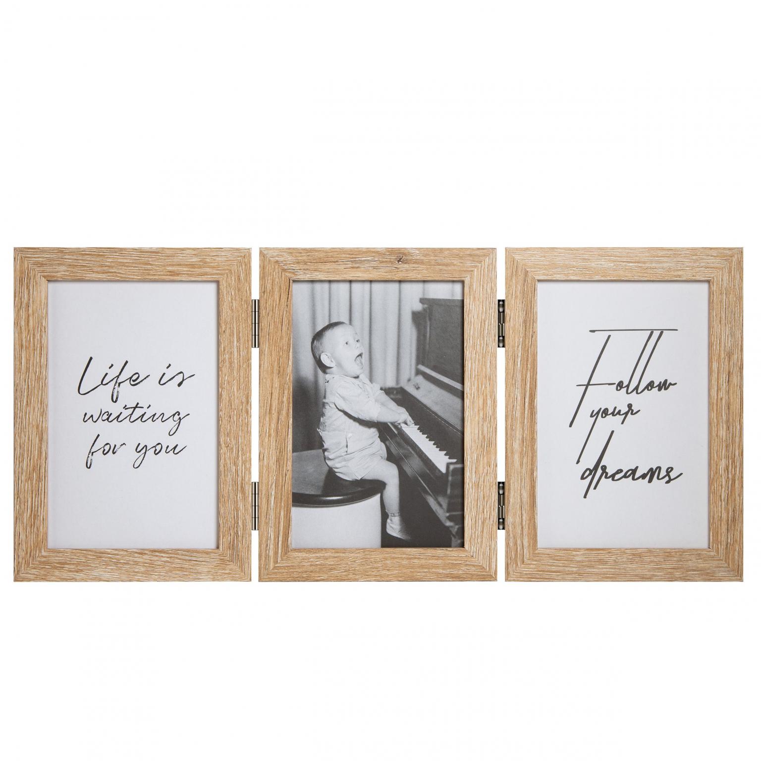 Fotolijst - Henzo - Piano Triple Swing Portrait - Collagelijst voor 3 foto's - Fotomaat 13x18 cm - Naturel
