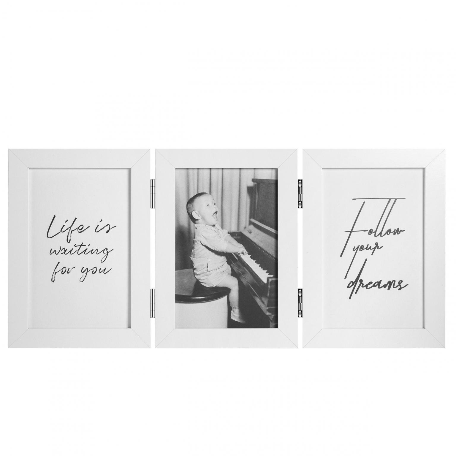 Fotolijst - Henzo - Piano Triple Swing Portrait - Collagelijst voor 3 foto's - Fotomaat 13x18 cm - Wit