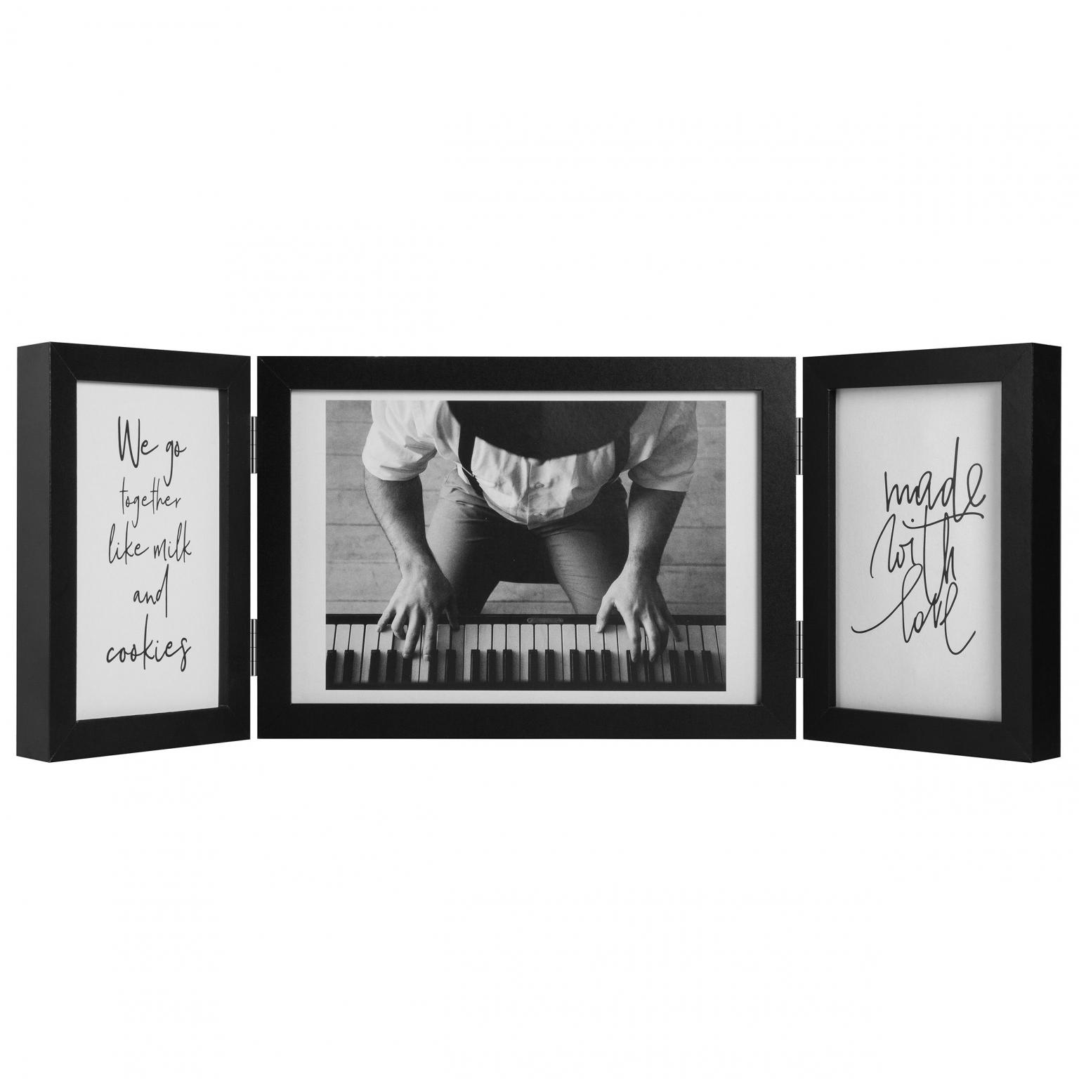 Fotolijst - Henzo - Piano Triple Swing Landscape - Collagelijst voor 3 foto's - Fotomaat 10x1515x20 cm - Zwart