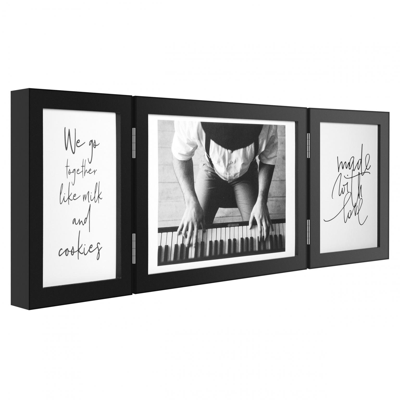 Fotolijst - Henzo - Piano Triple Swing Landscape - Collagelijst voor 3 foto's - Fotomaat 10x1515x20 cm - Zwart