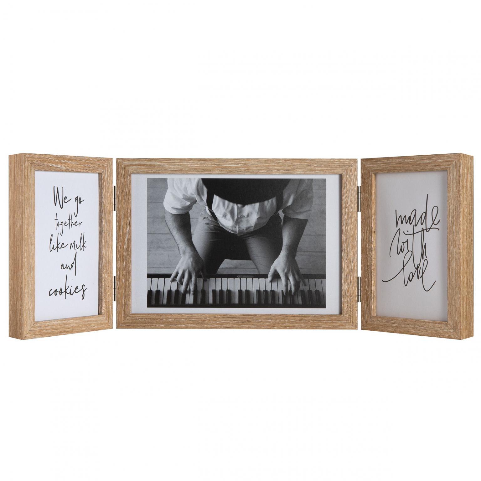 Fotolijst - Henzo - Piano Triple Swing Landscape - Collagelijst voor 3 foto's - Fotomaat 10x1515x20 cm - Naturel