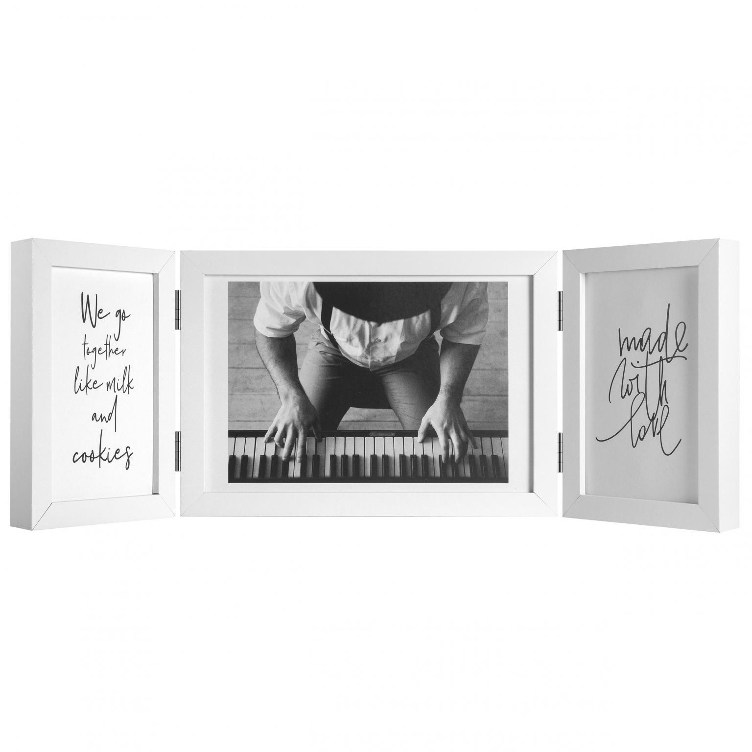 Fotolijst - Henzo - Piano Triple Swing Landscape - Collagelijst voor 3 foto's - Fotomaat 10x1515x20 cm - Wit