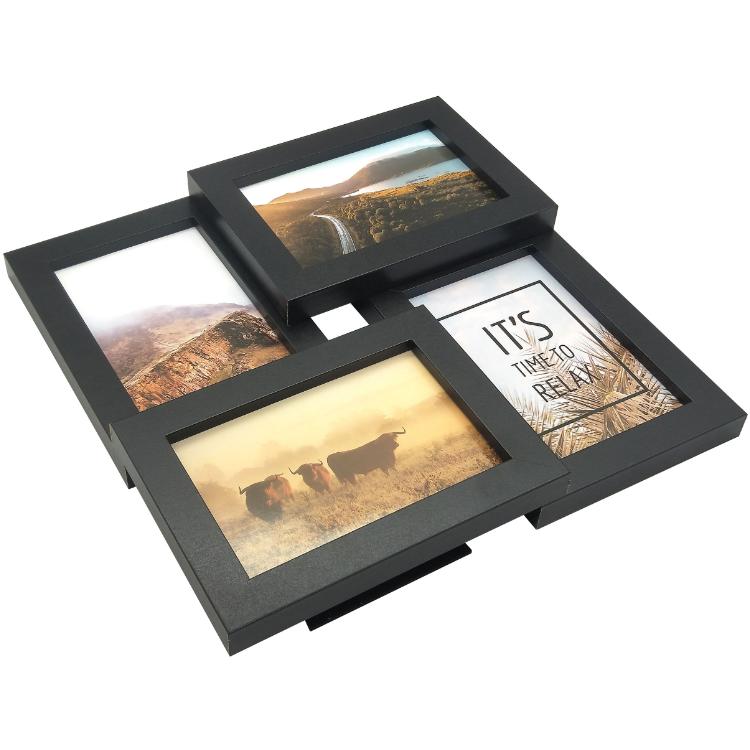 Fotolijst - Henzo - Pure Barry - Collagelijst voor 4 foto's - Fotomaat 10x15 cm - Zwart