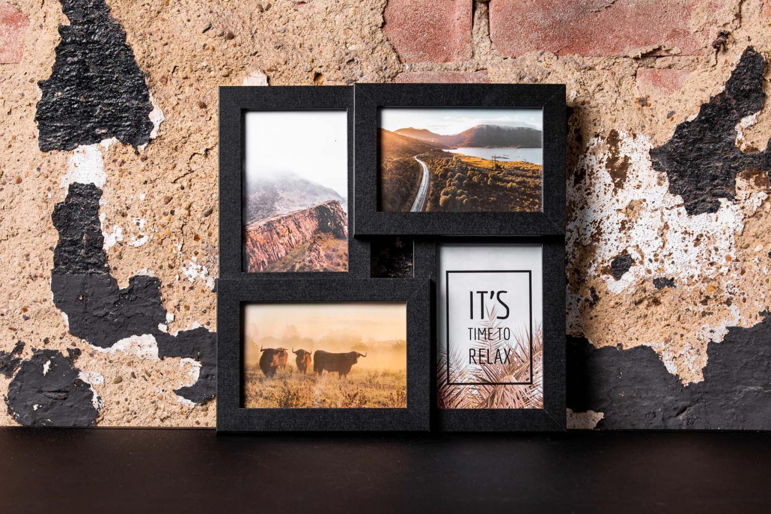Fotolijst - Henzo - Pure Barry - Collagelijst voor 4 foto's - Fotomaat 10x15 cm - Zwart