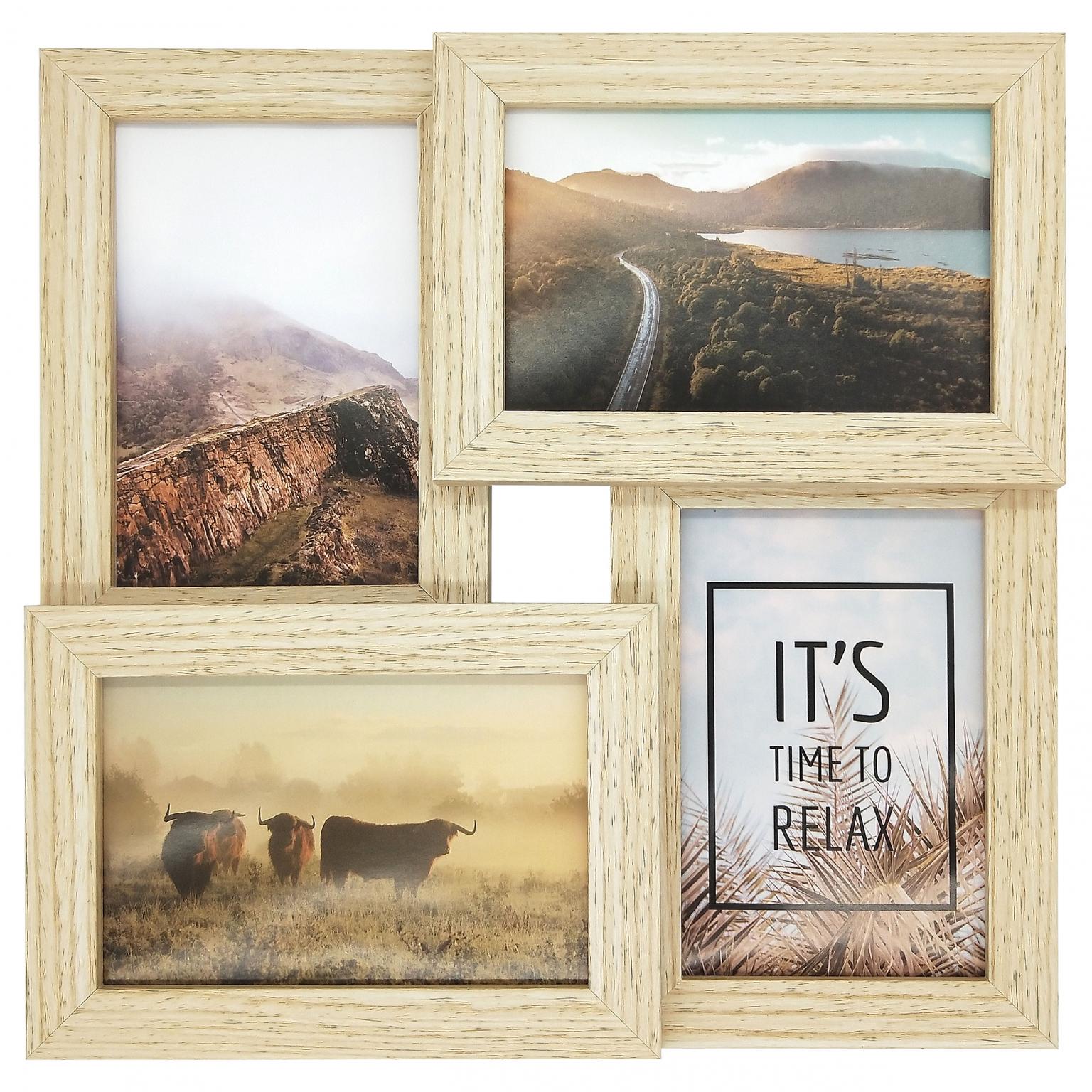 Fotolijst - Henzo - Pure Barry - Collagelijst voor 4 foto's - Fotomaat 10x15 cm - Naturel