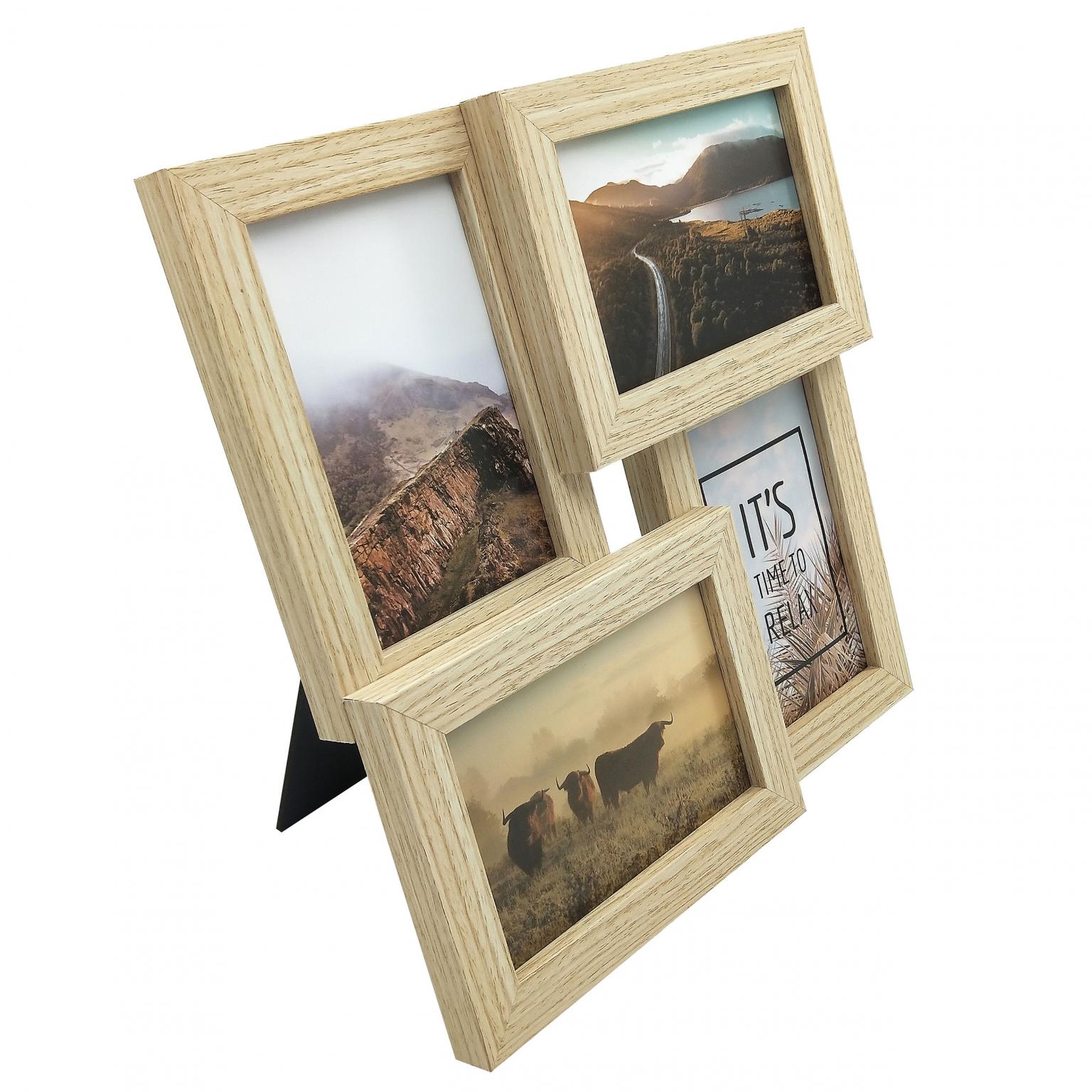 Fotolijst - Henzo - Pure Barry - Collagelijst voor 4 foto's - Fotomaat 10x15 cm - Naturel