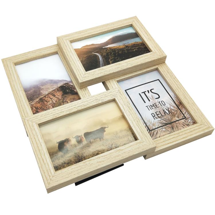 Fotolijst - Henzo - Pure Barry - Collagelijst voor 4 foto's - Fotomaat 10x15 cm - Naturel