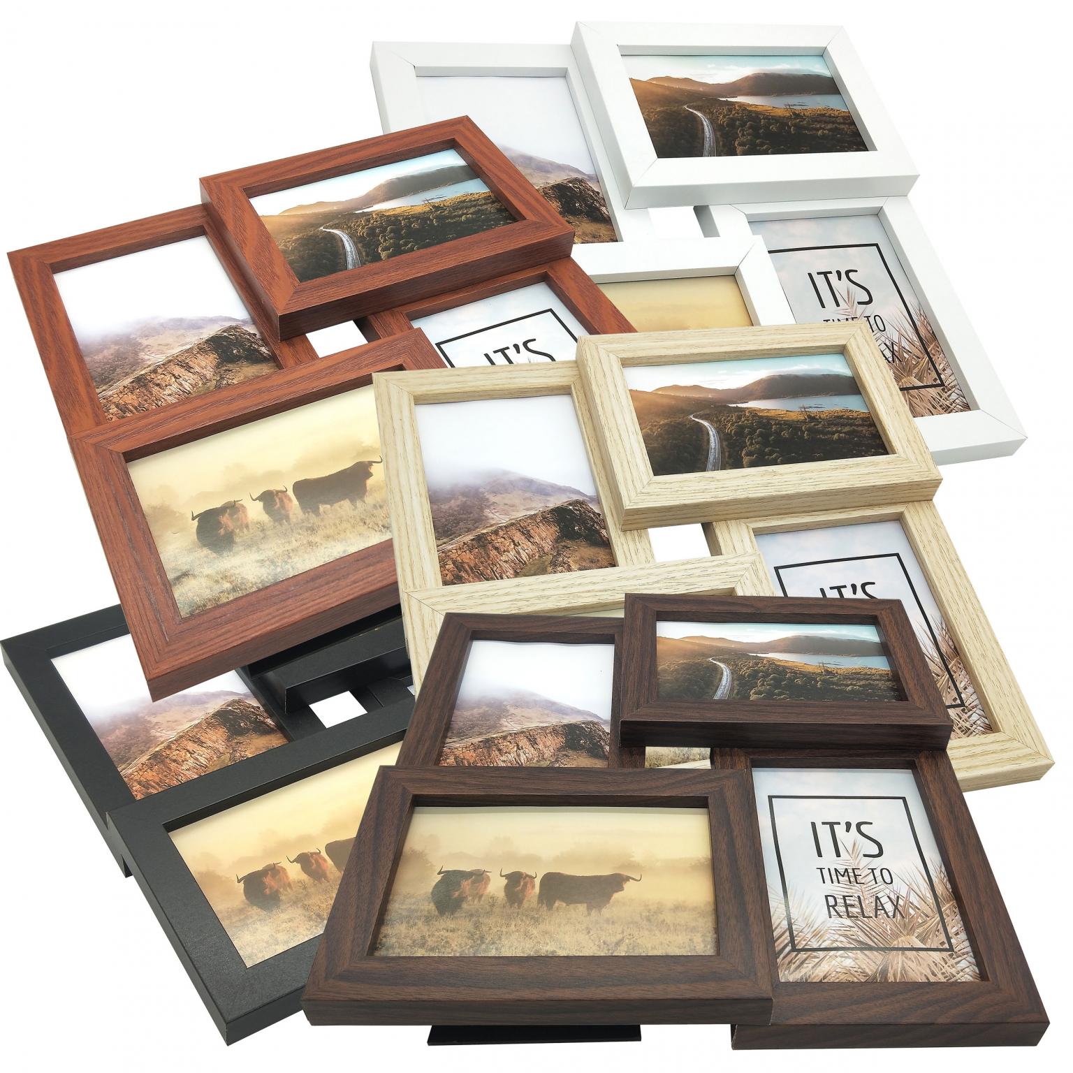 Fotolijst - Henzo - Pure Barry - Collagelijst voor 4 foto's - Fotomaat 10x15 cm - Donkerbruin