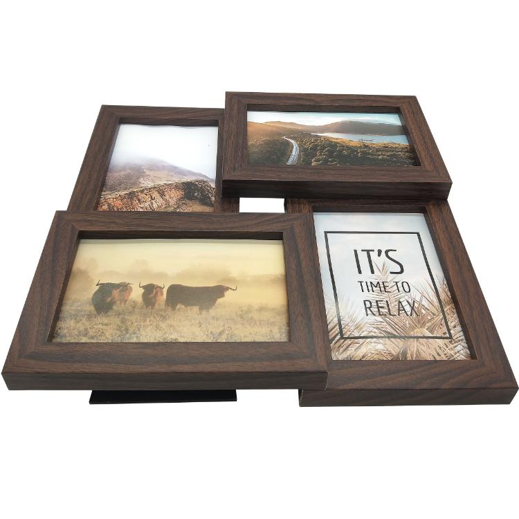 Fotolijst - Henzo - Pure Barry - Collagelijst voor 4 foto's - Fotomaat 10x15 cm - Donkerbruin