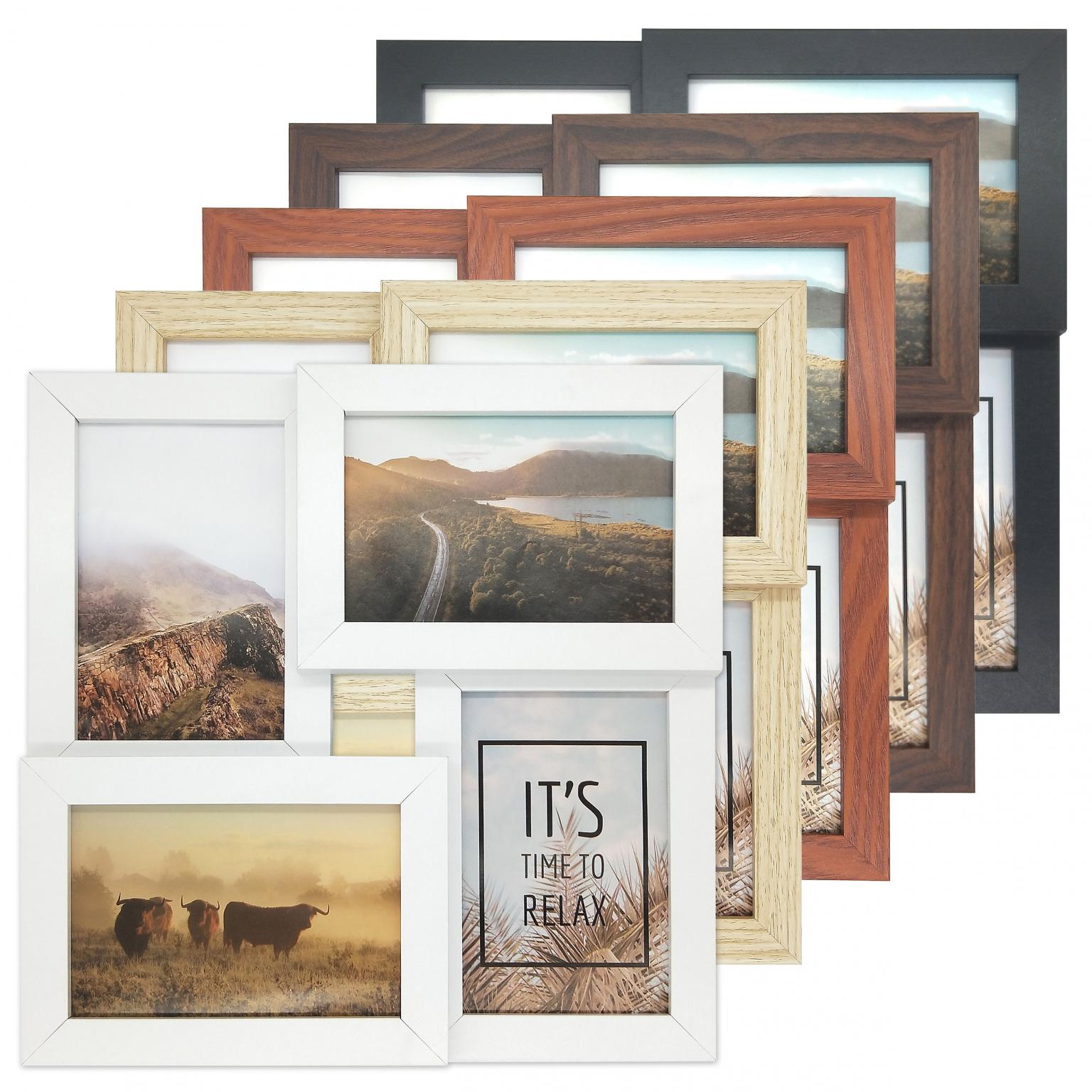 Fotolijst - Henzo - Pure Barry - Collagelijst voor 4 foto's - Fotomaat 10x15 cm - Donkerbruin