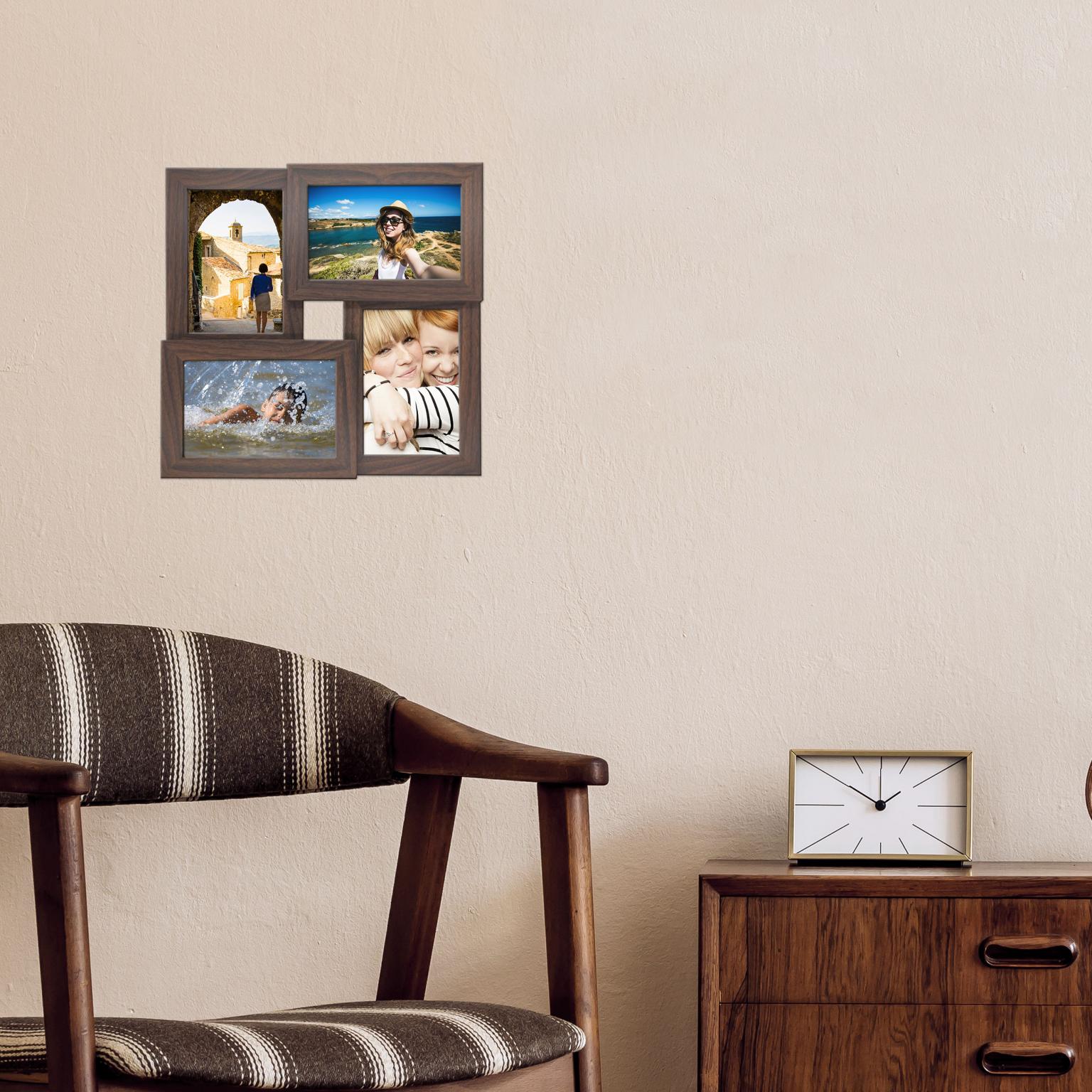 Fotolijst - Henzo - Pure Barry - Collagelijst voor 4 foto's - Fotomaat 10x15 cm - Donkerbruin