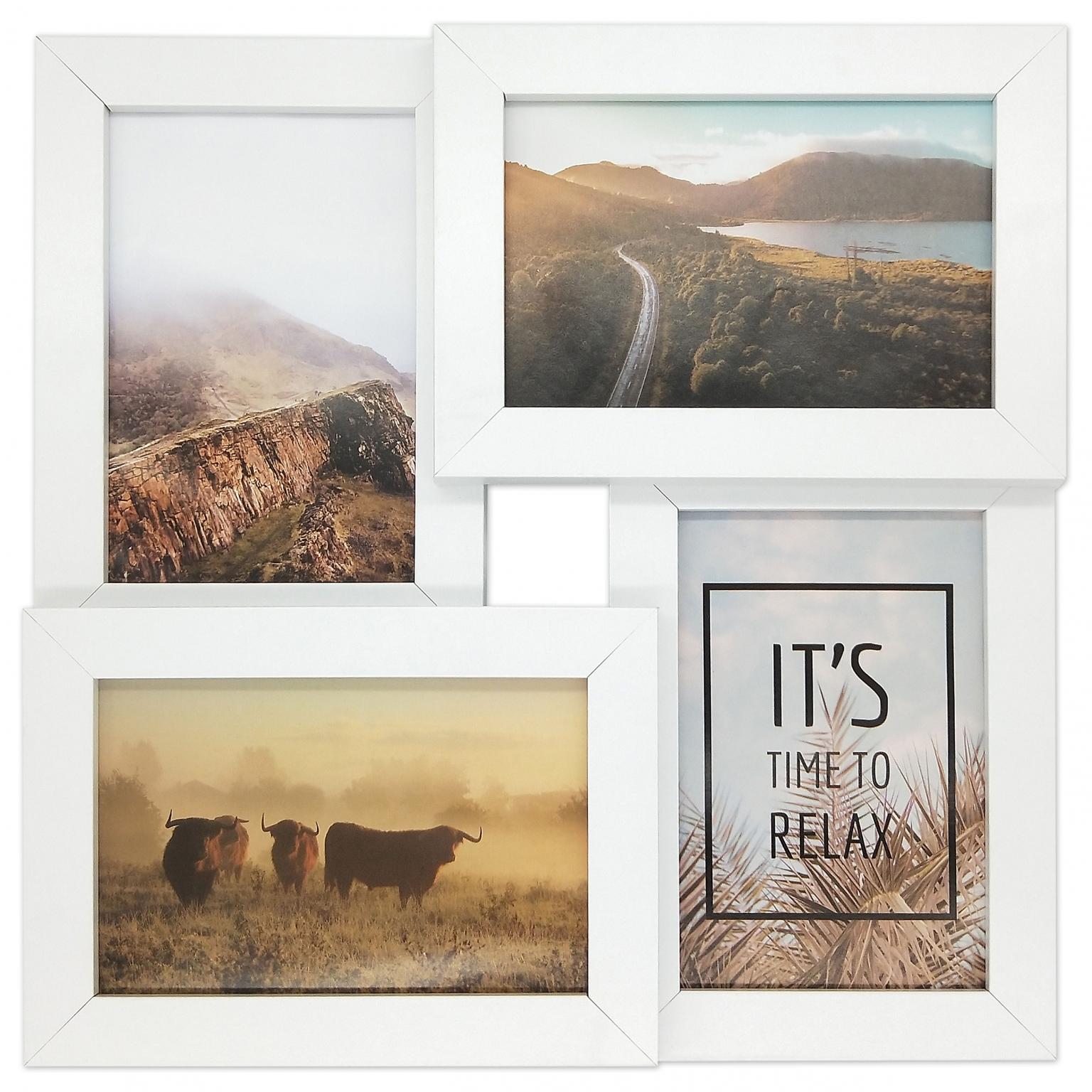 Fotolijst - Henzo - Pure Barry - Collagelijst voor 4 foto's - Fotomaat 10x15 cm - Wit