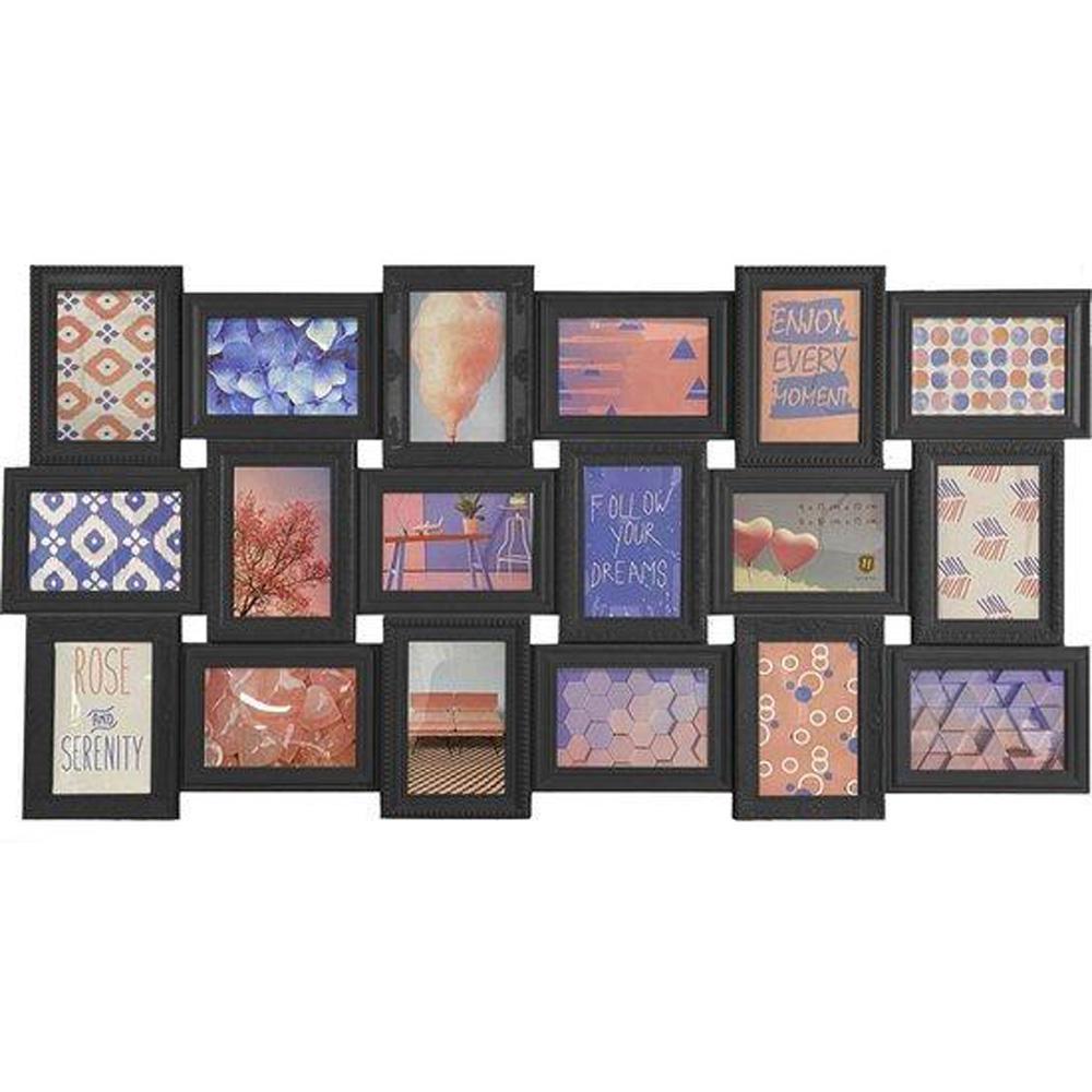 Fotolijst - Henzo - Trendy Gallery - Collagelijst voor 18 foto's - Fotomaat 10x15 cm - Zwart