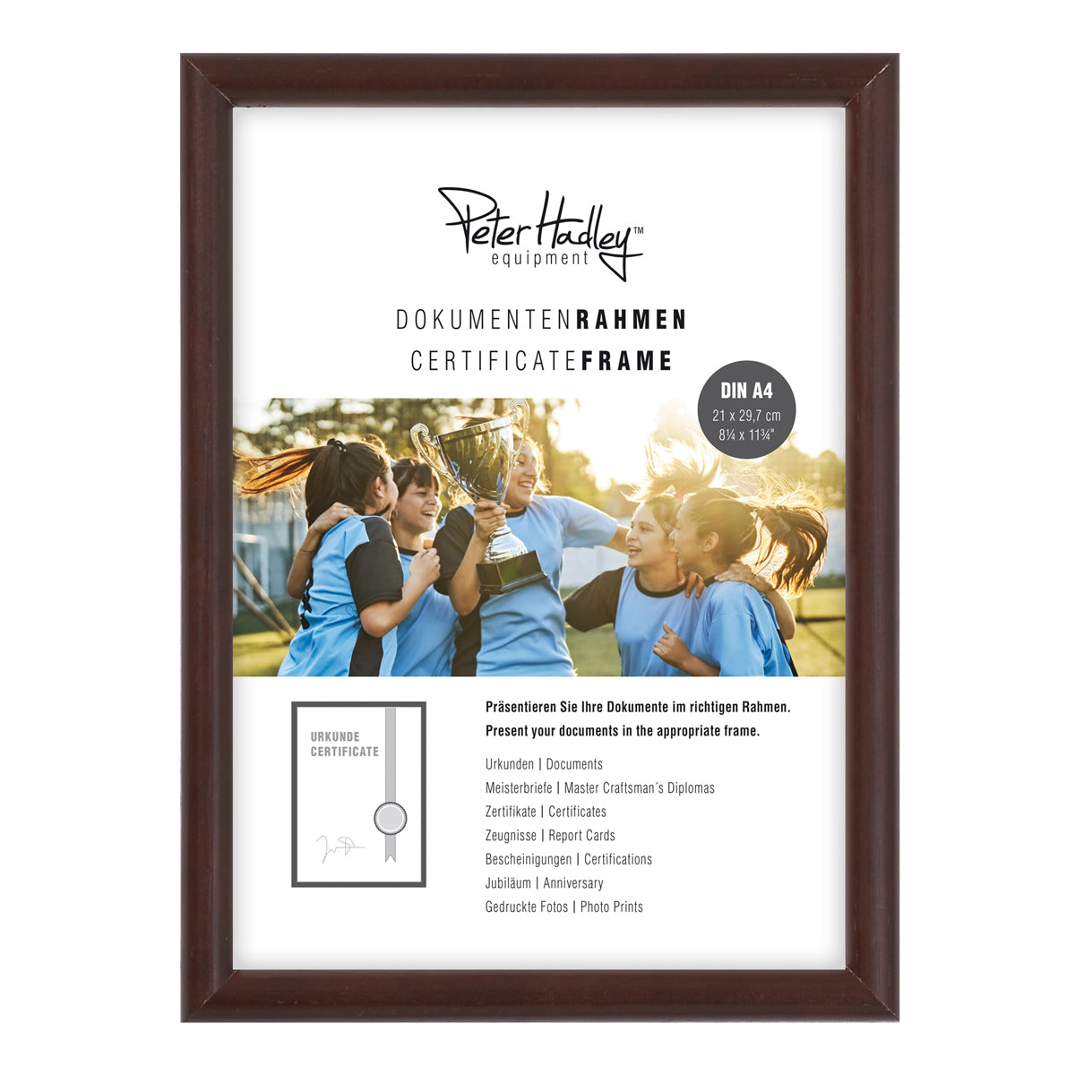Peter Hadley Rondo [A4] 21x29,7 cm. Donkerbruin houten fotolijst