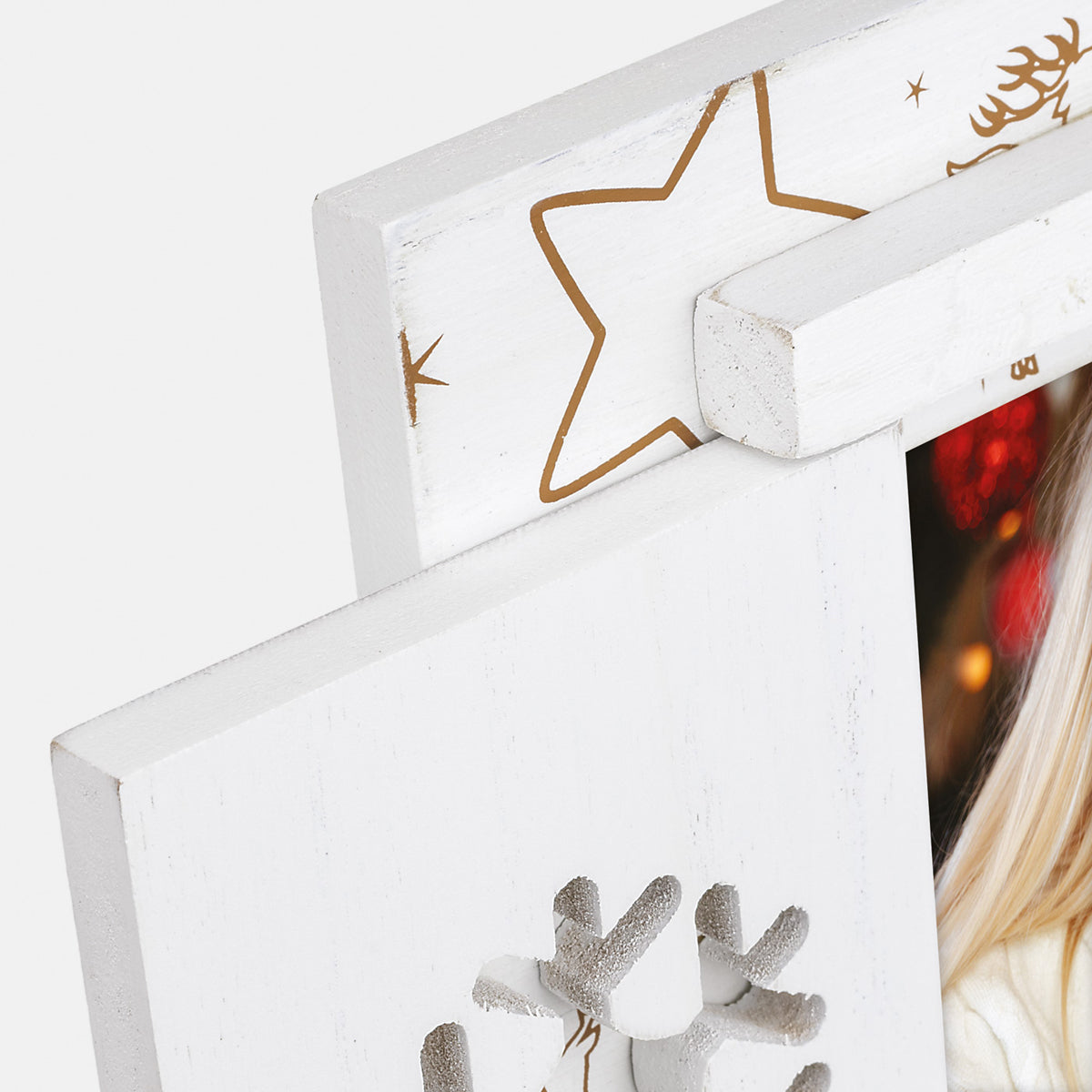 ZEP Valtellina houten kerstfotolijst met luikjes – Wit / Goud – 4